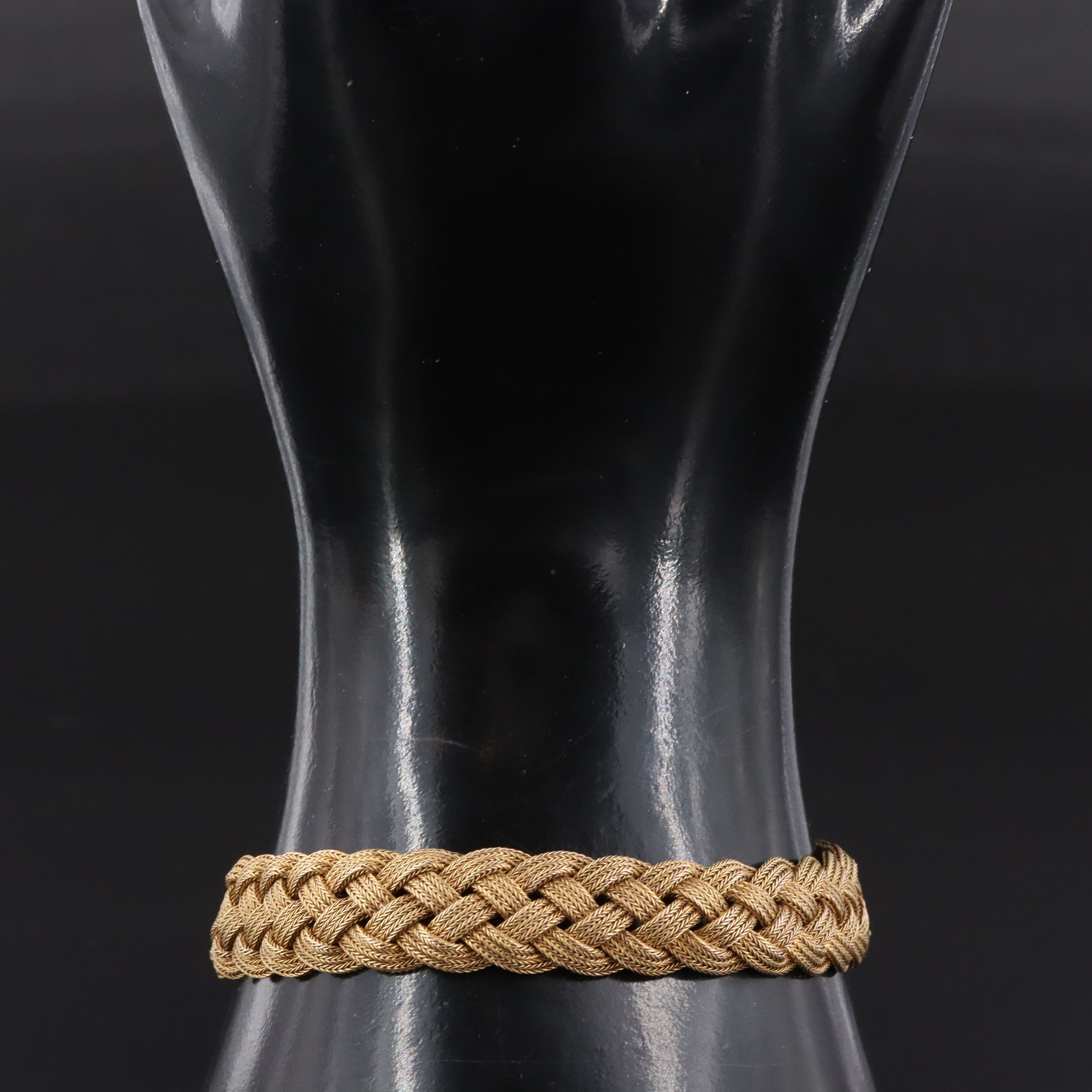 Victorian Etruscan Revival 10K Braided Foxtail Chain Bracelet