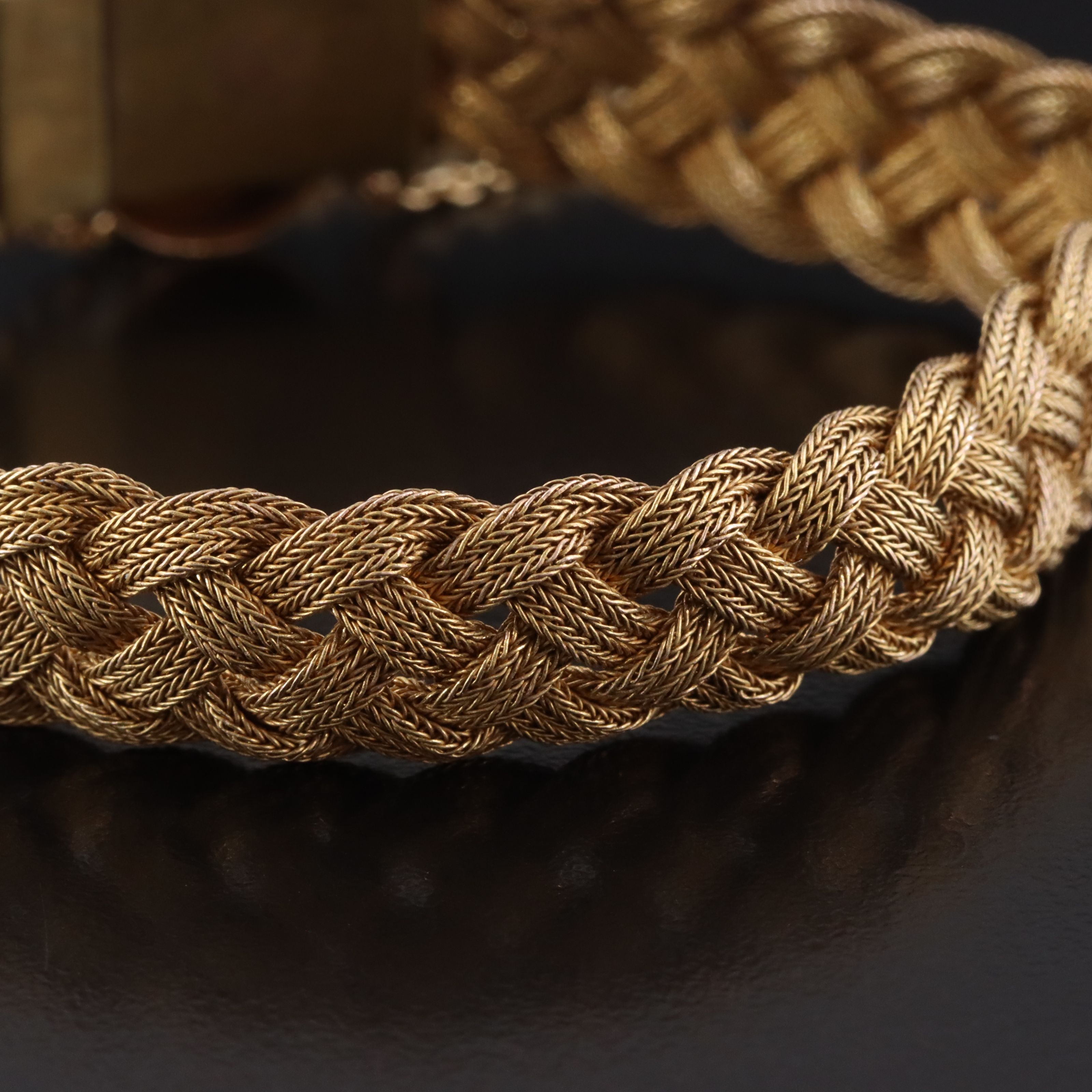 Victorian Etruscan Revival 10K Braided Foxtail Chain Bracelet