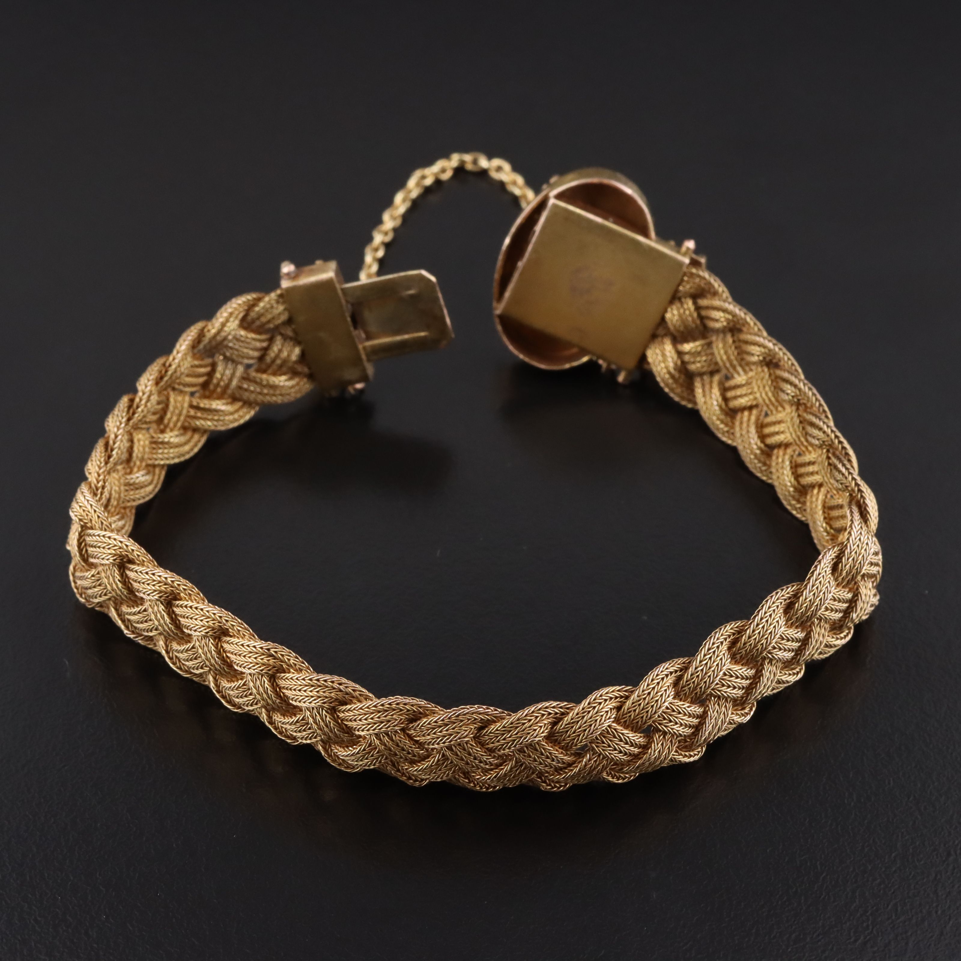 Victorian Etruscan Revival 10K Braided Foxtail Chain Bracelet