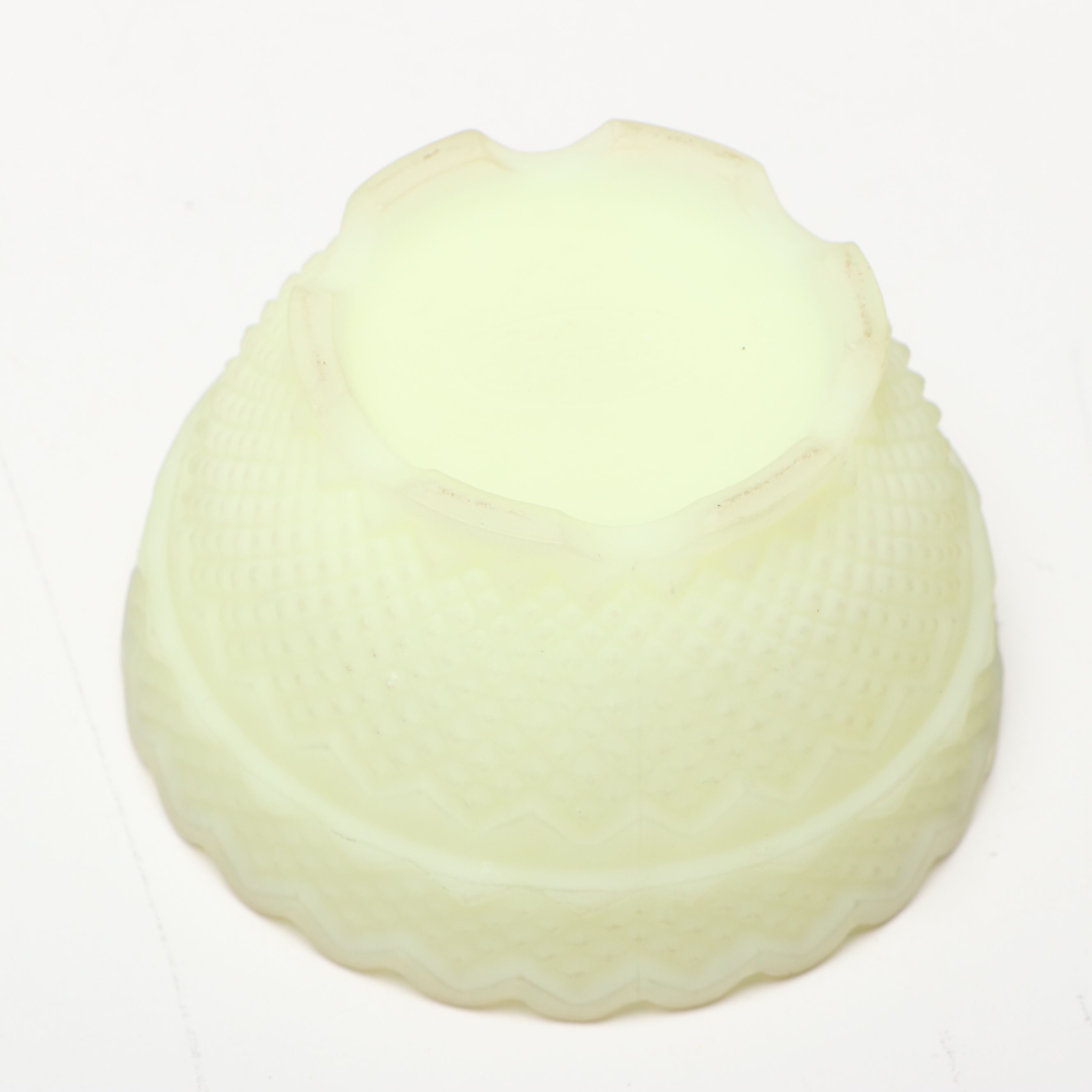 Dane Fredrick for Fenton Hand-Painted Custard Glass Basket and Fairy Lamp