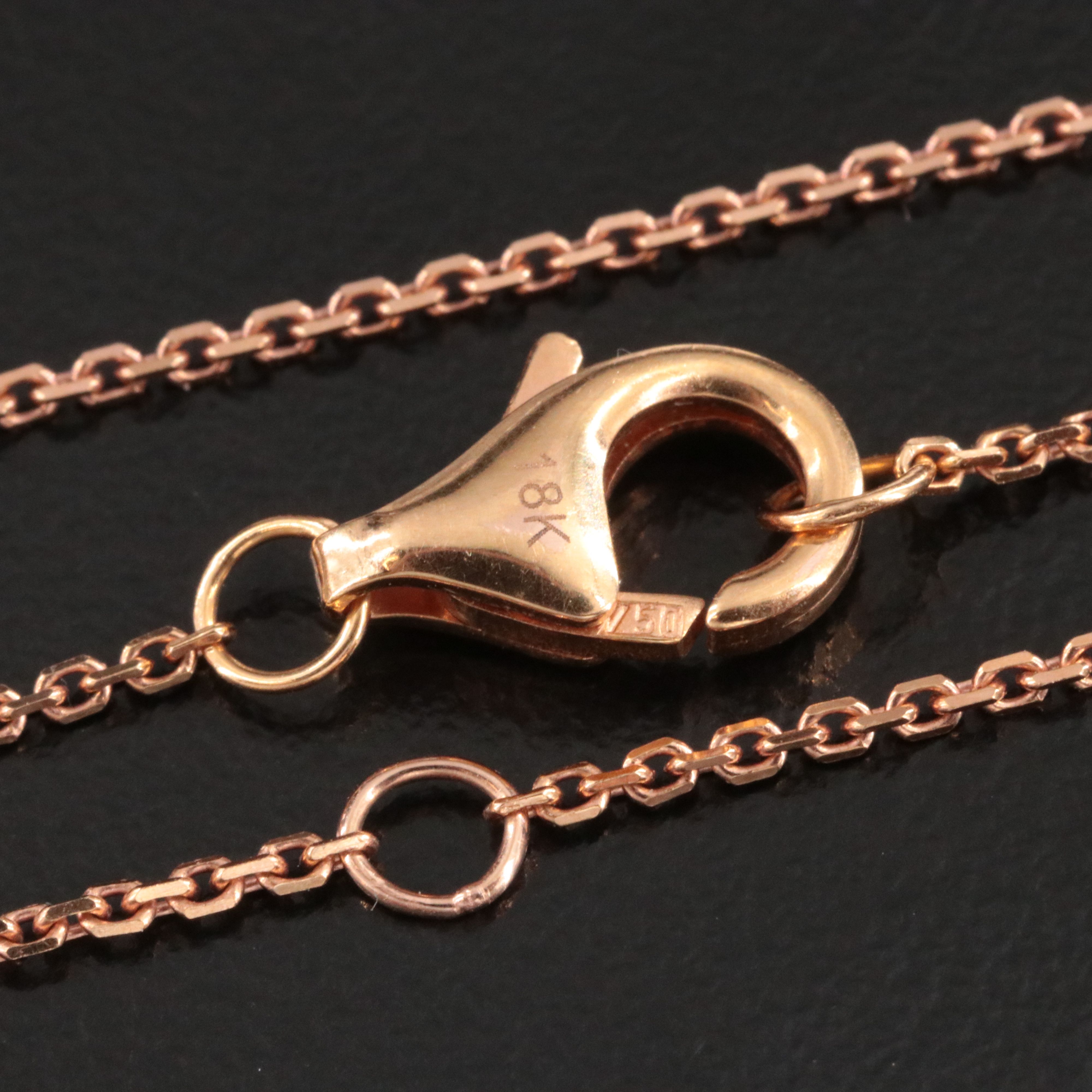 18K 3.58 CTW Diamond Leaf Pendant on Rose Gold Chain Necklace