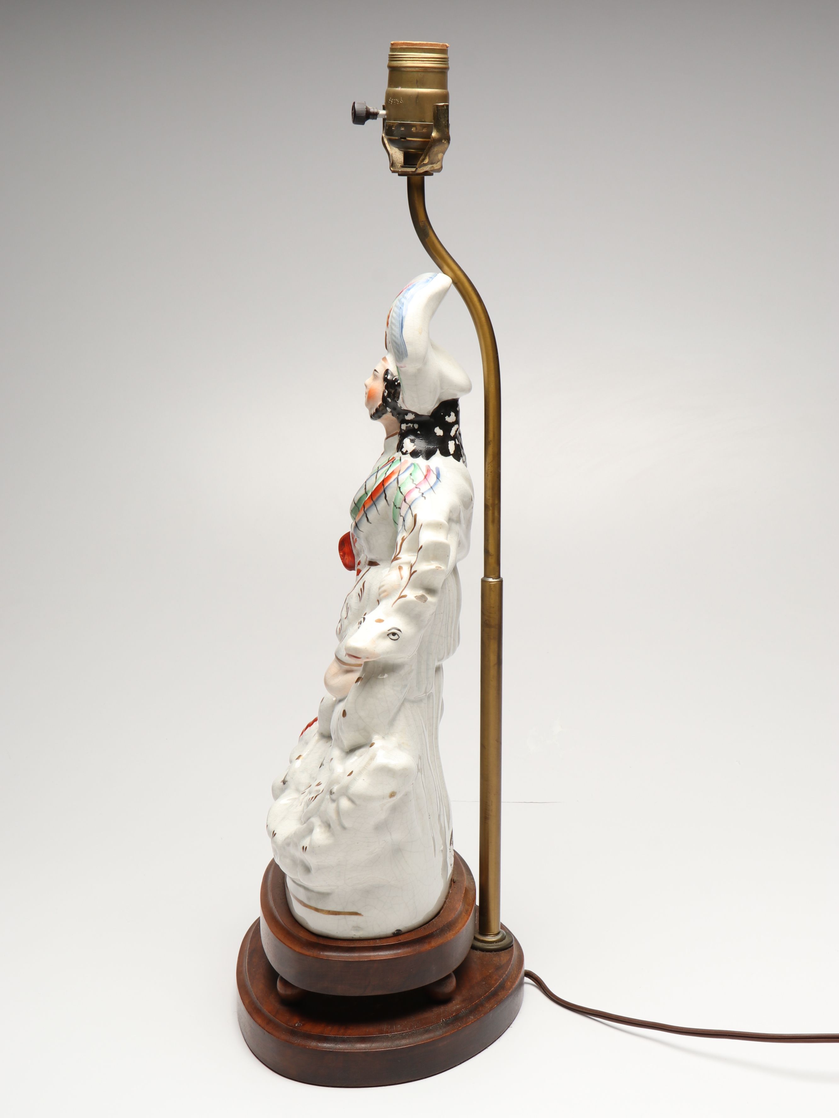 Staffordshire Porcelain Huntsman Converted Lamp, Mid-19th Century