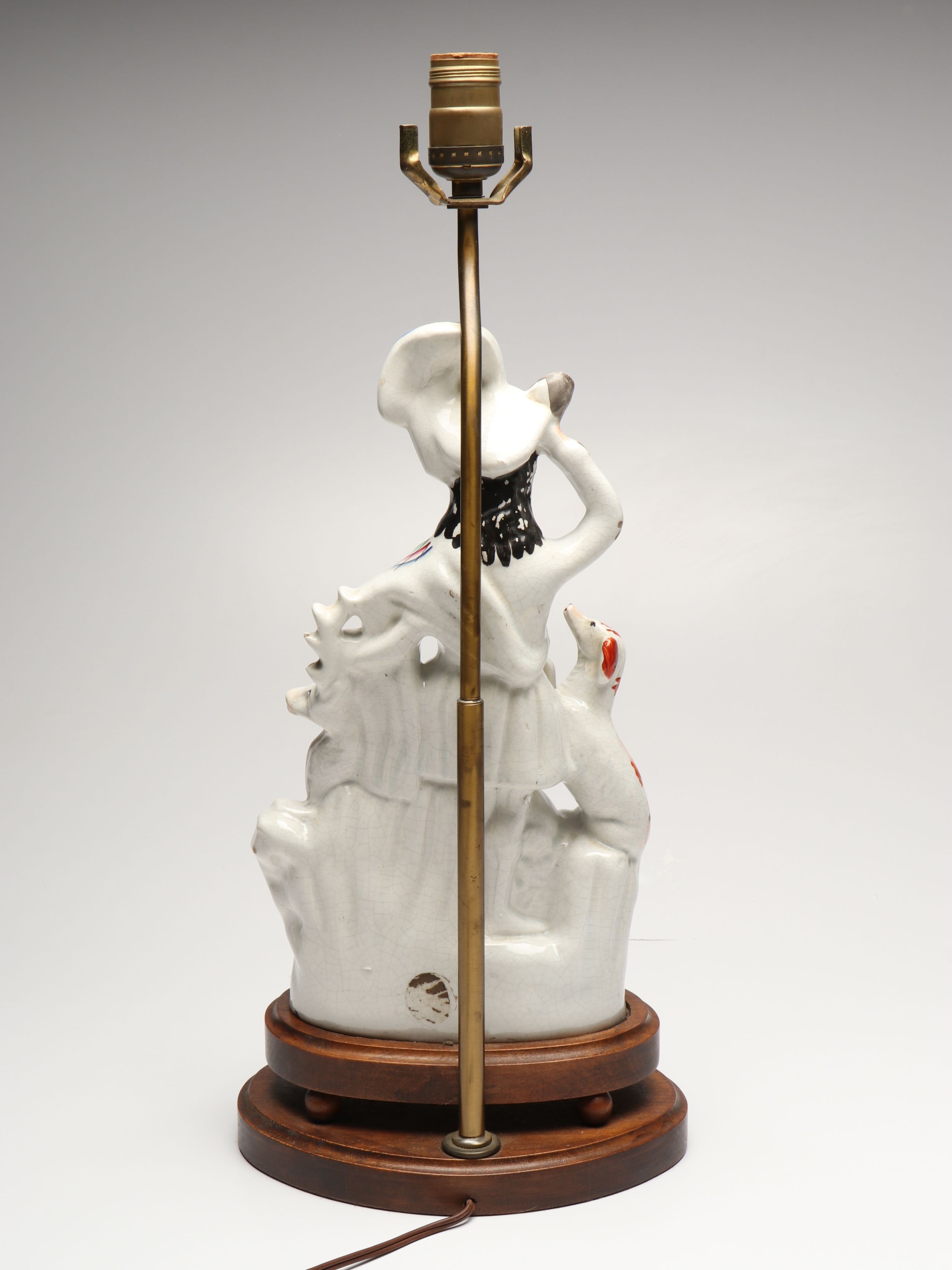 Staffordshire Porcelain Huntsman Converted Lamp, Mid-19th Century