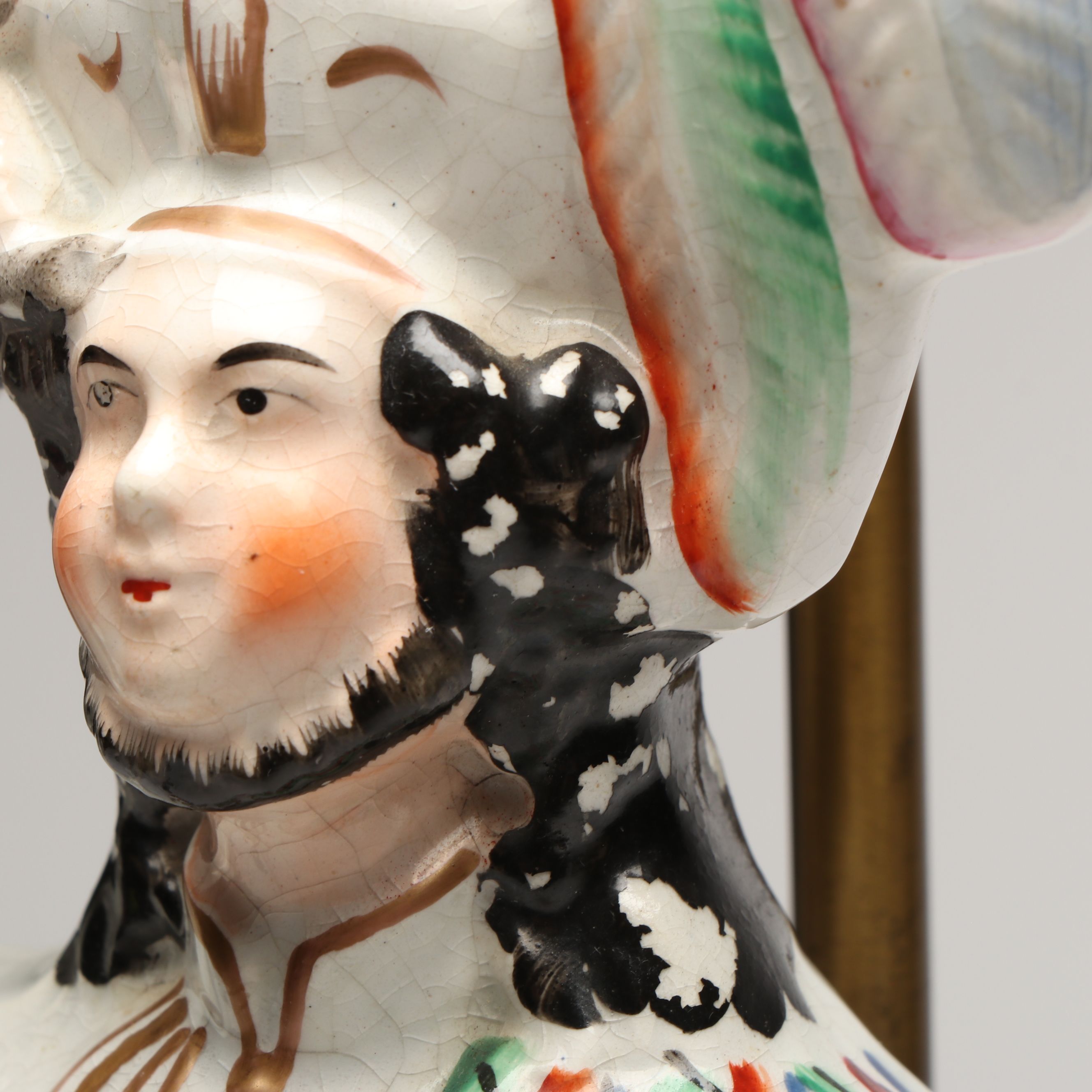 Staffordshire Porcelain Huntsman Converted Lamp, Mid-19th Century