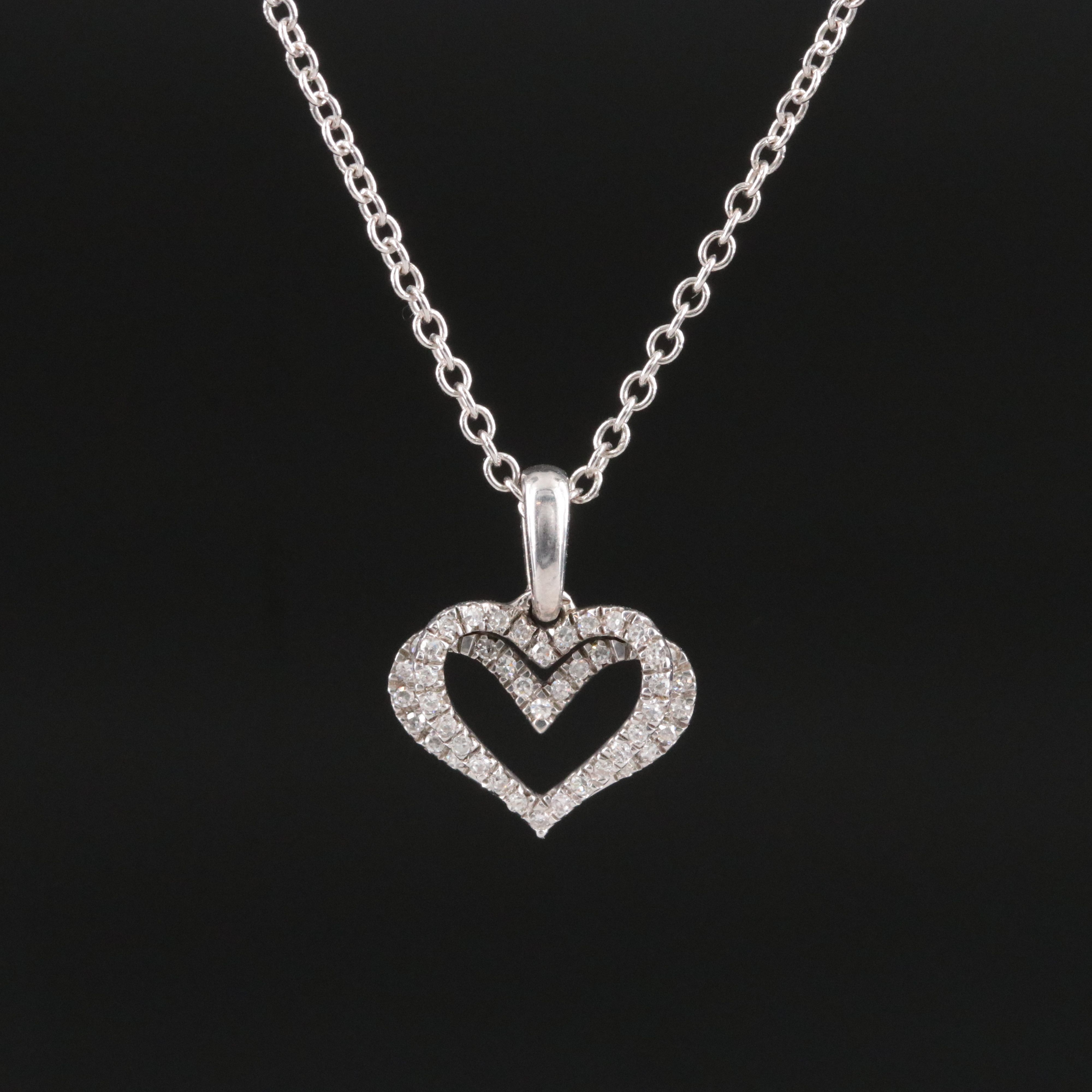 Vera Wang Love Sterling Diamond Heart Pendant Necklace