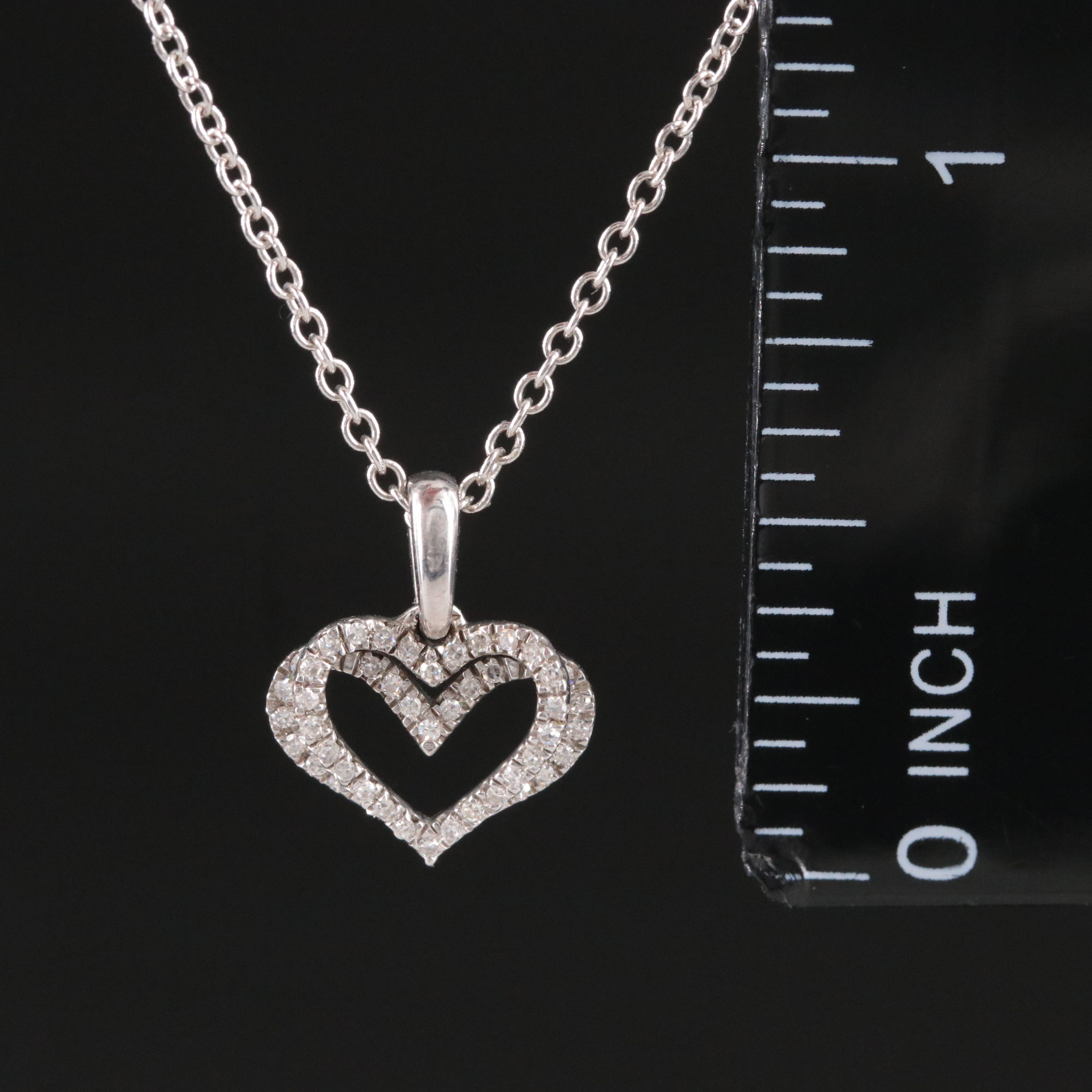 Vera Wang Love Sterling Diamond Heart Pendant Necklace