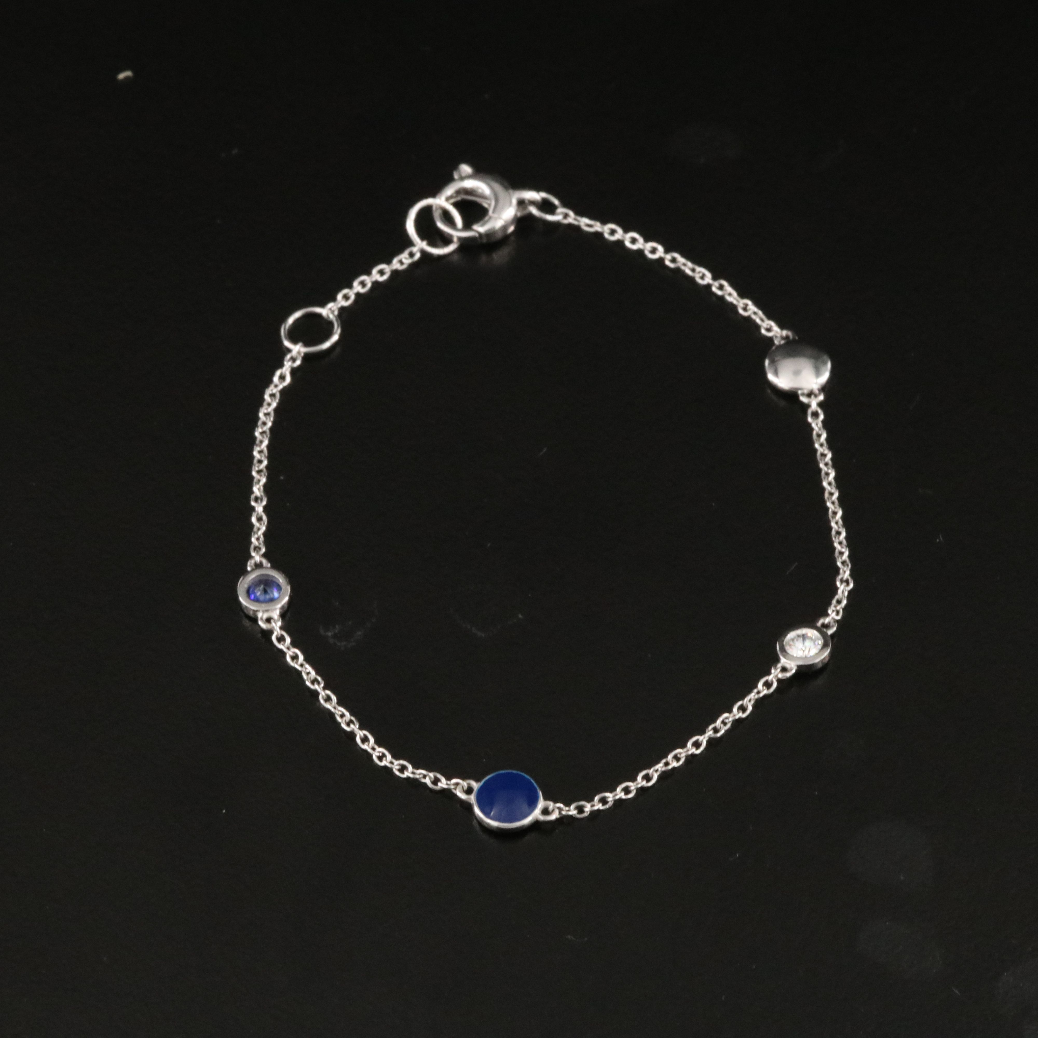 18K Diamond, Sapphire and Enamel Station Bracelet