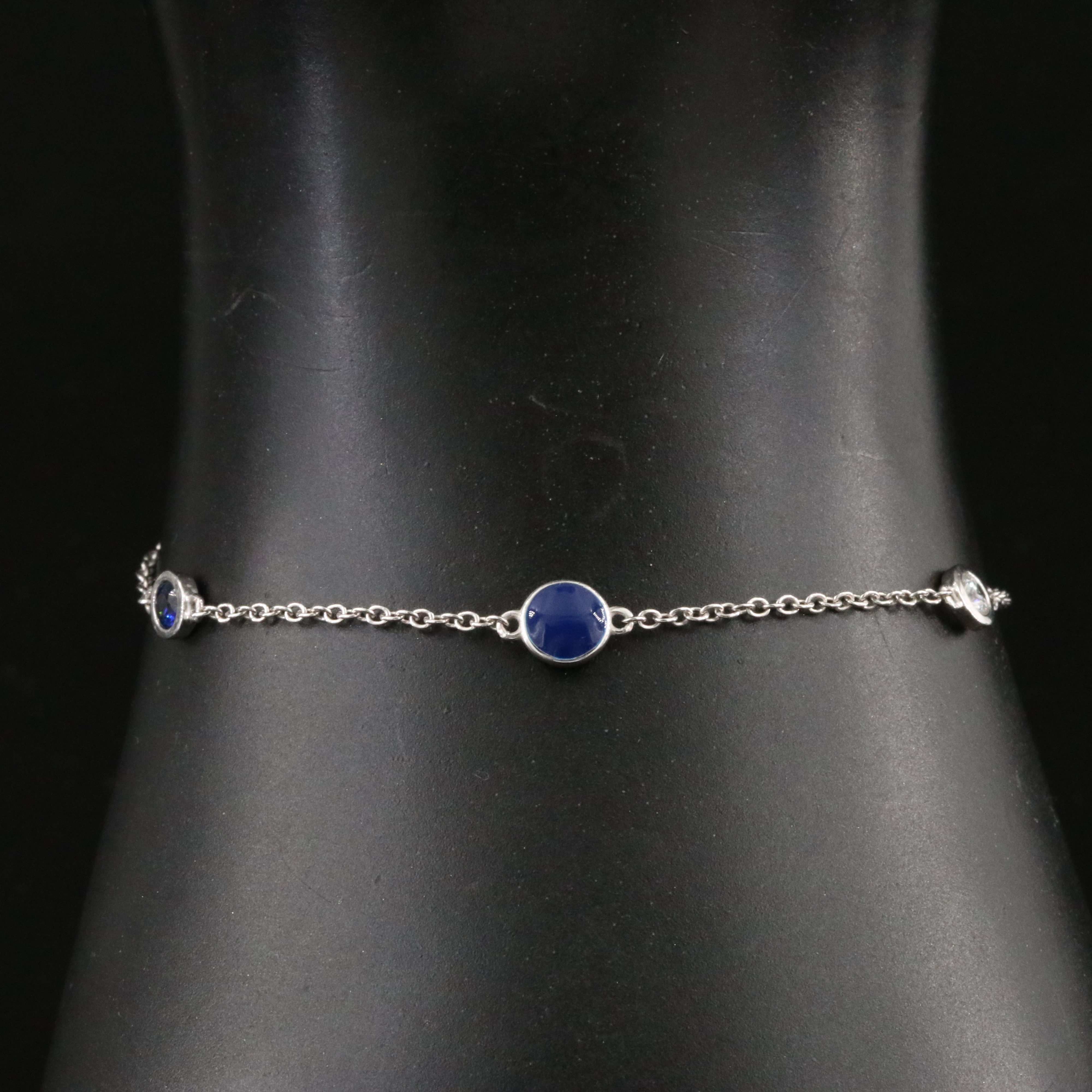 18K Diamond, Sapphire and Enamel Station Bracelet