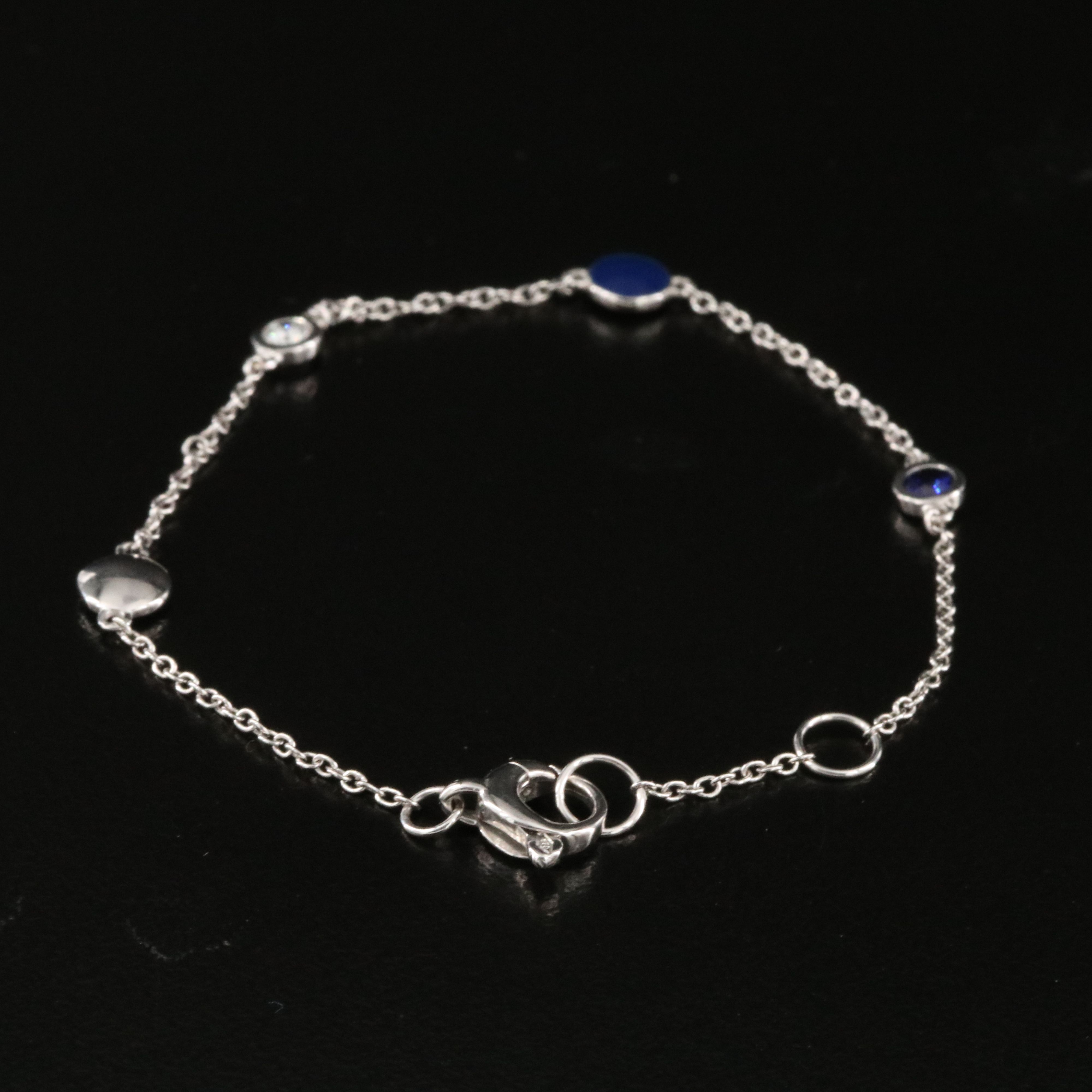 18K Diamond, Sapphire and Enamel Station Bracelet