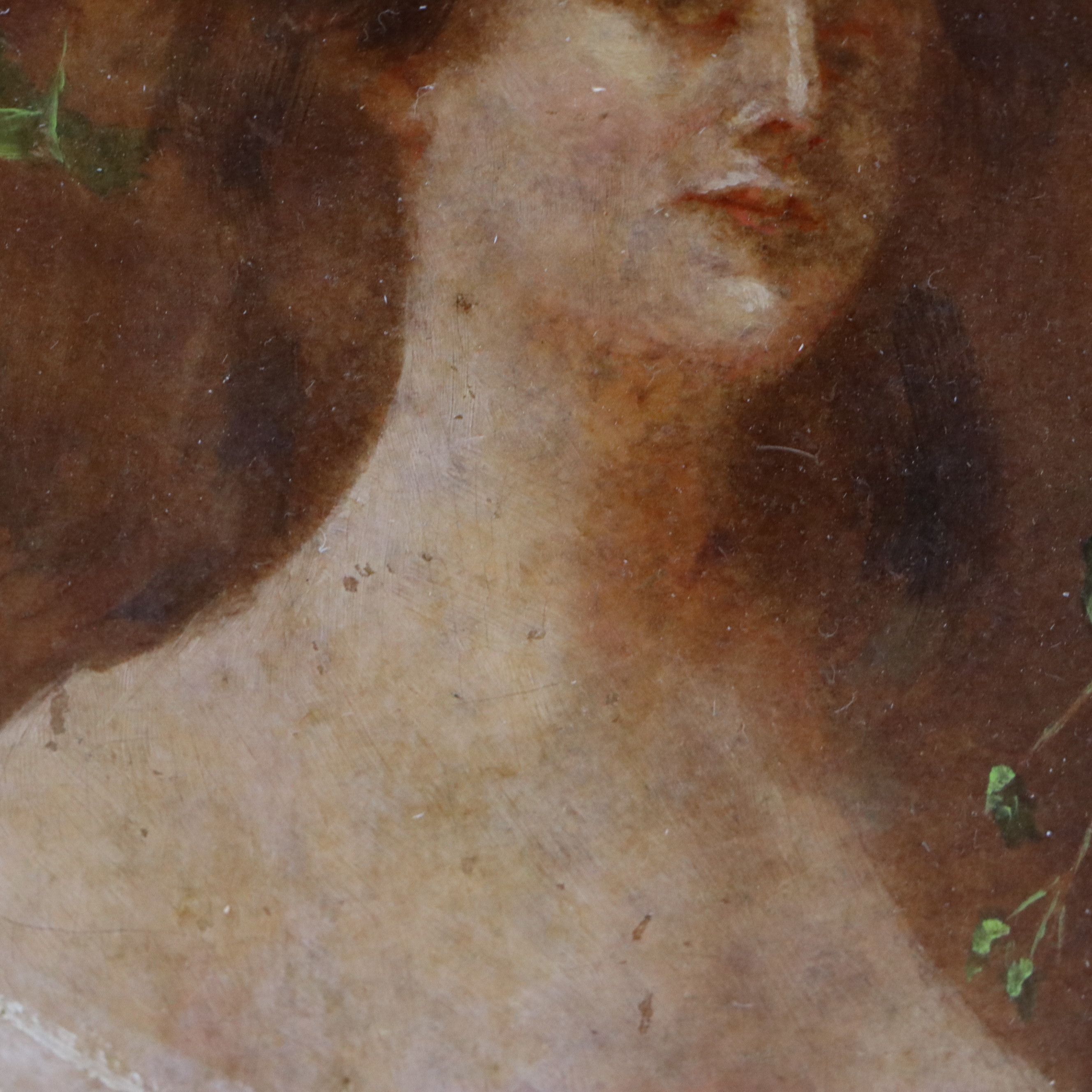 Attributed to Angelo Asti Oil Portrait of Woman with Large Hat, Late 19th C.