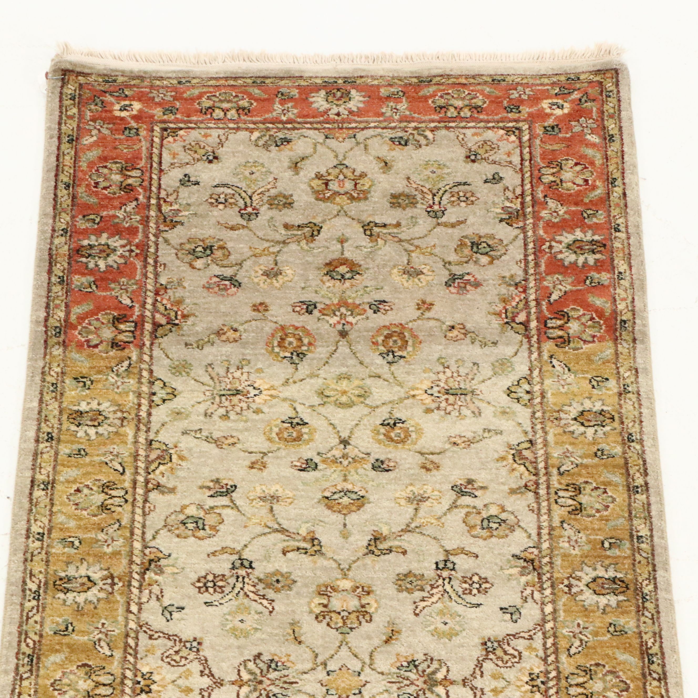 2'7 x 10'2 Hand-Knotted Indo-Persian Kashan Carpet Runner