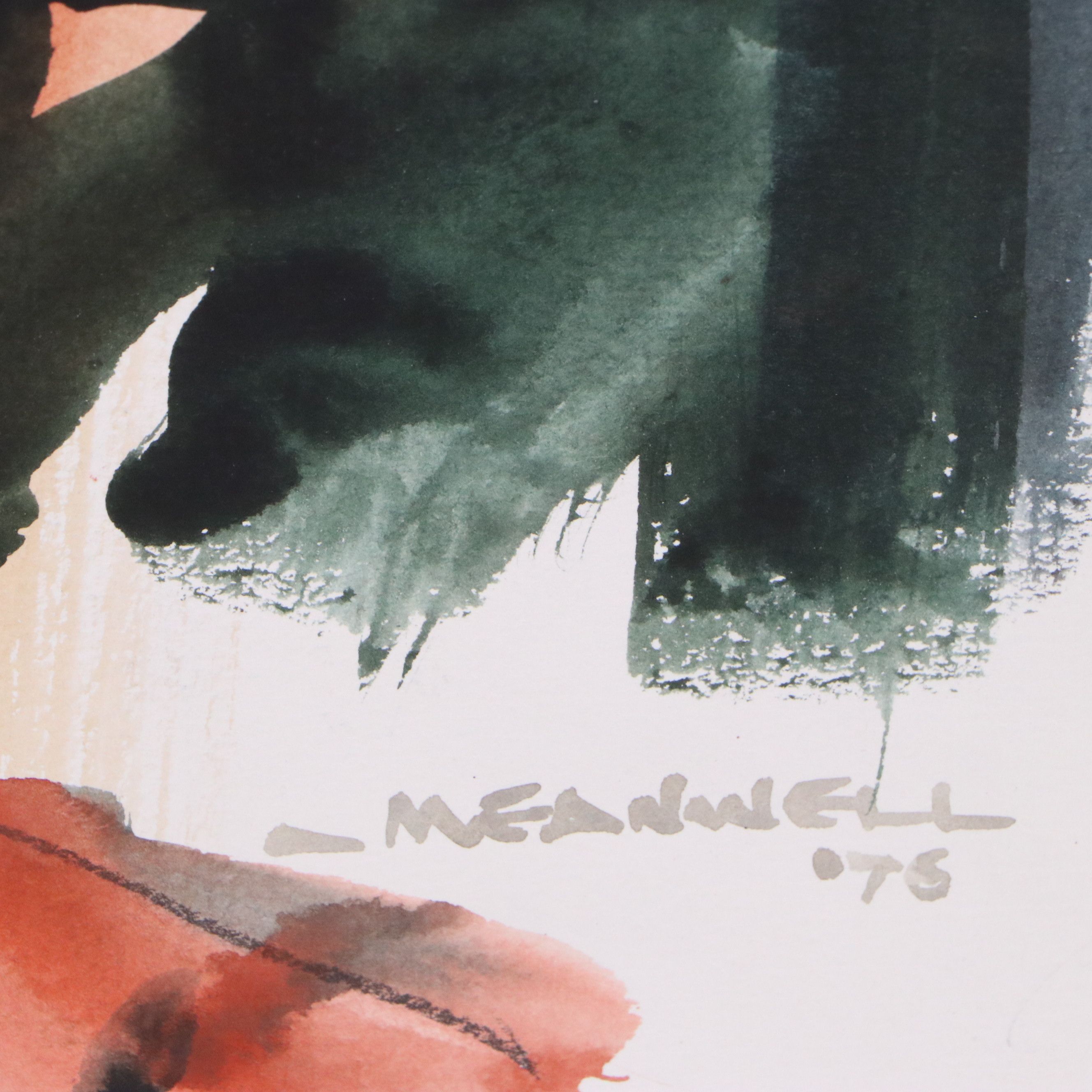 Jack Meanwell Watercolor Portrait of Man with Other Watercolor Paintings, 1975