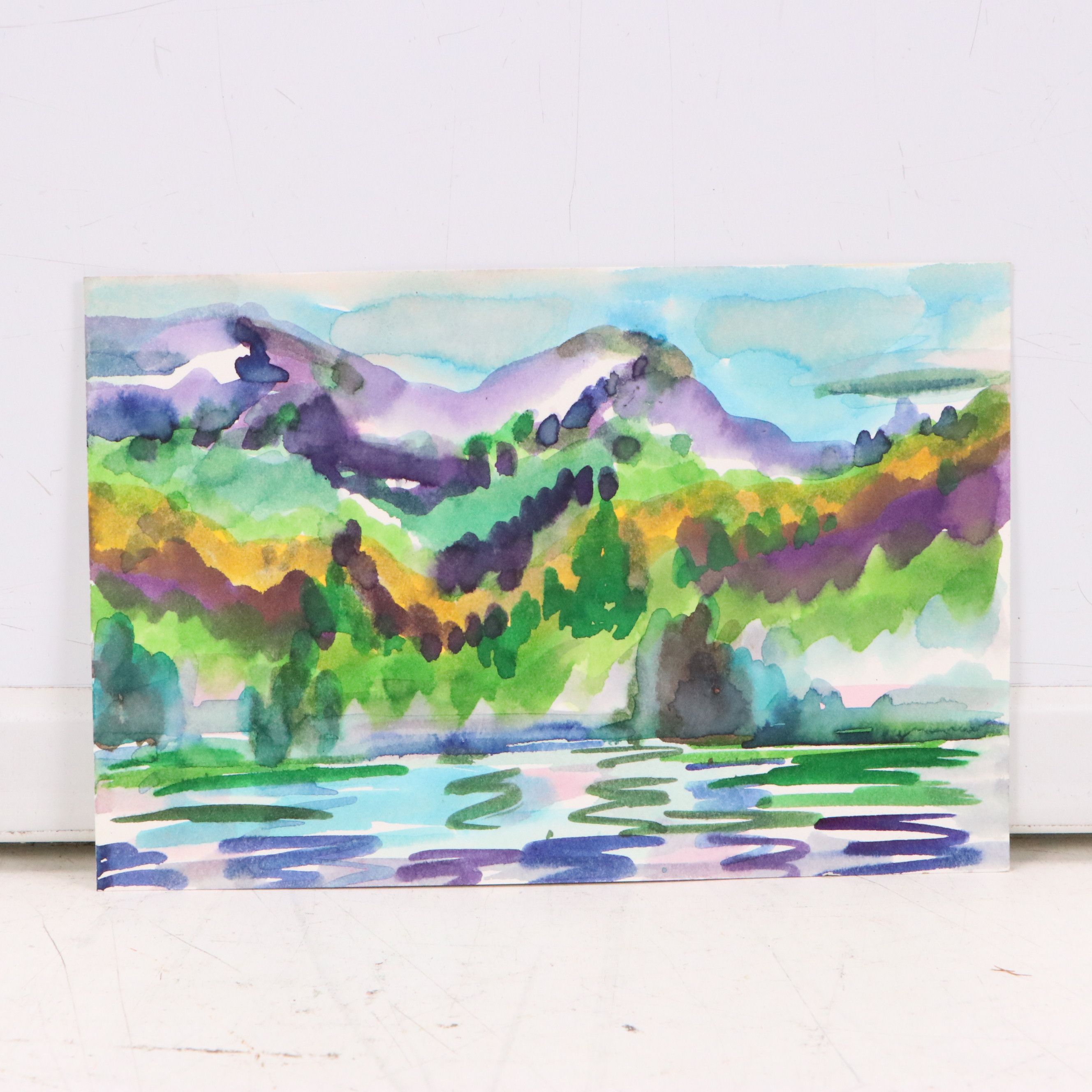 Jack Meanwell Watercolor Portrait of Man with Other Watercolor Paintings, 1975