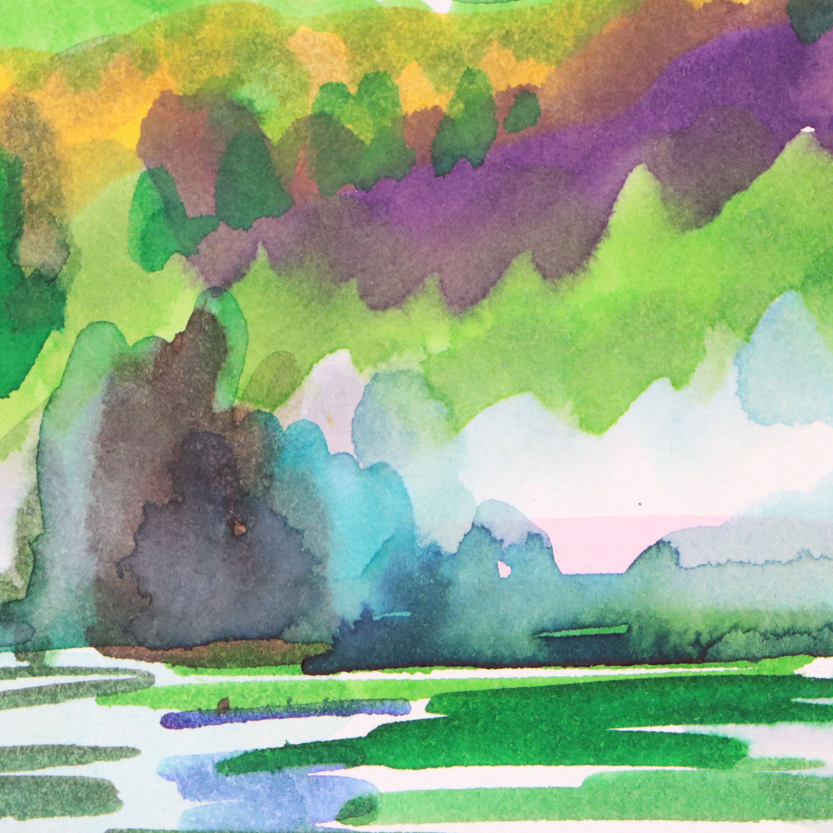 Jack Meanwell Watercolor Portrait of Man with Other Watercolor Paintings, 1975