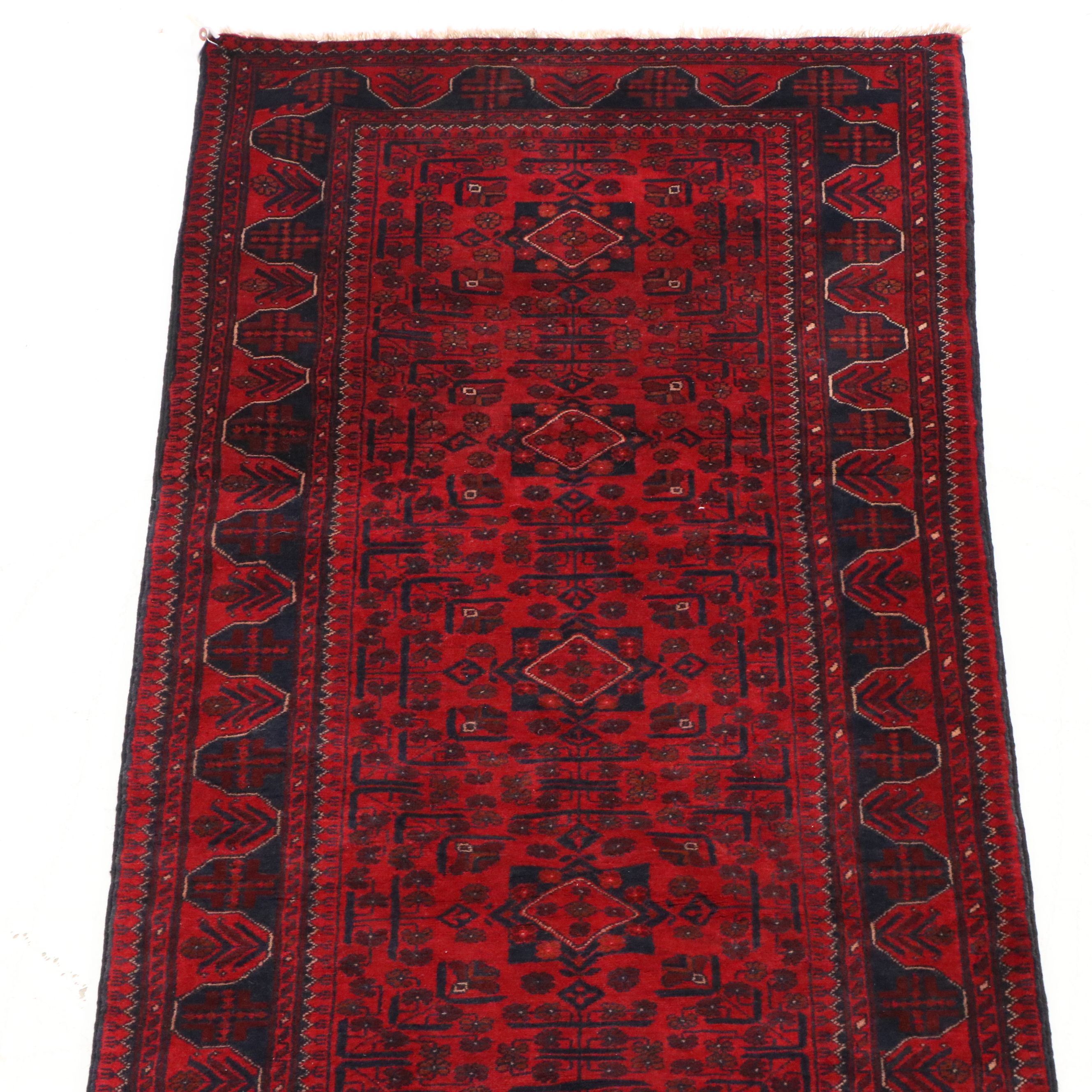 2'9 x 13' Hand-Knotted Afghan Kunduz Carpet Runner