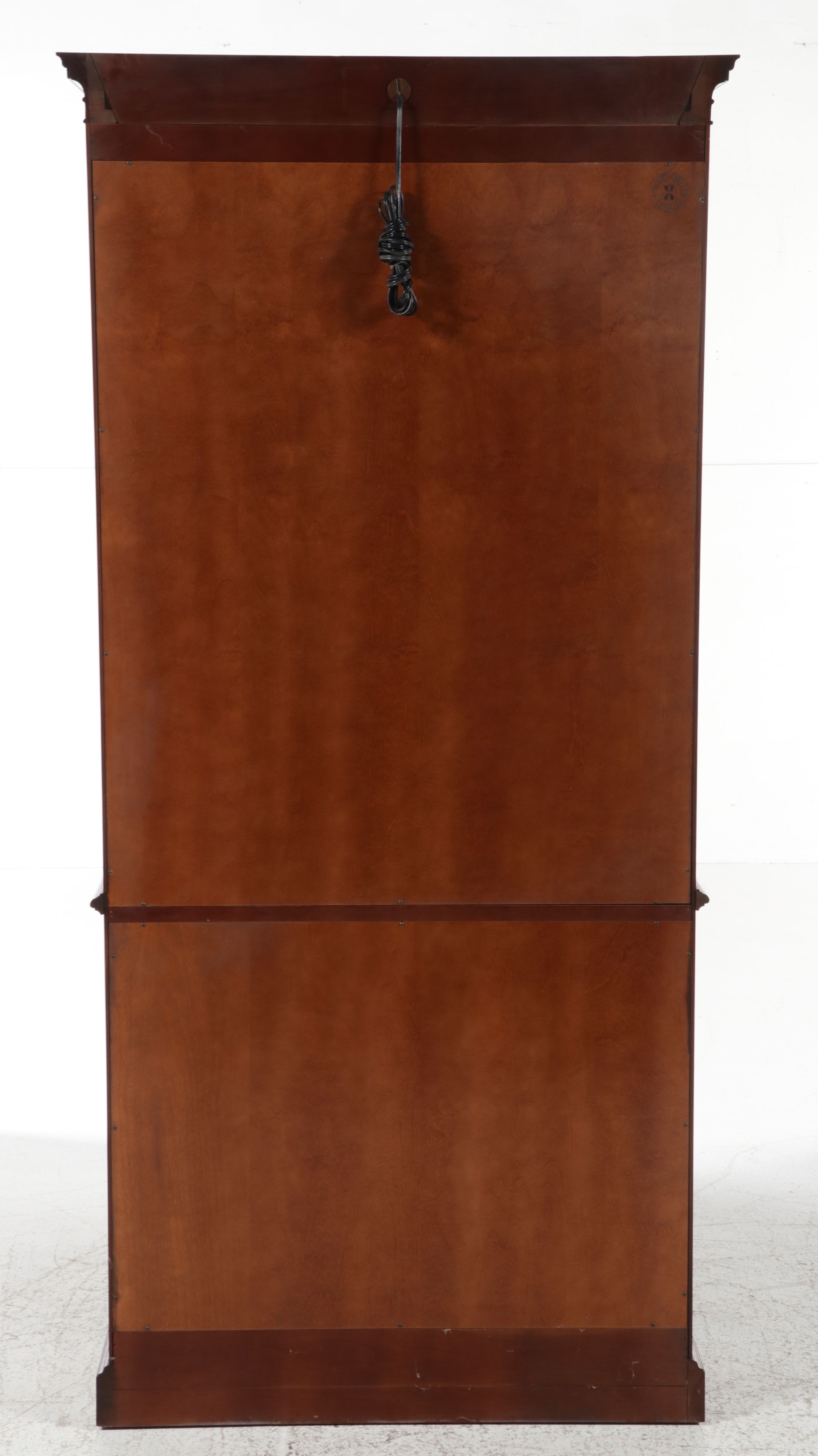 Neoclassical Style Cherry Finish Breakfront Curio Cabinet, Late 20th Century