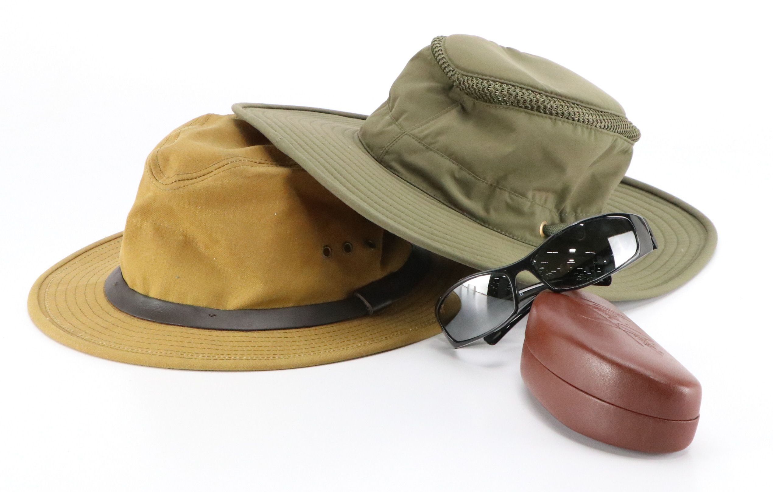 Tilley LTM6 Airflo and Filson Broad Brim Hats W/ Maui Polarized Wrap Sunglasses