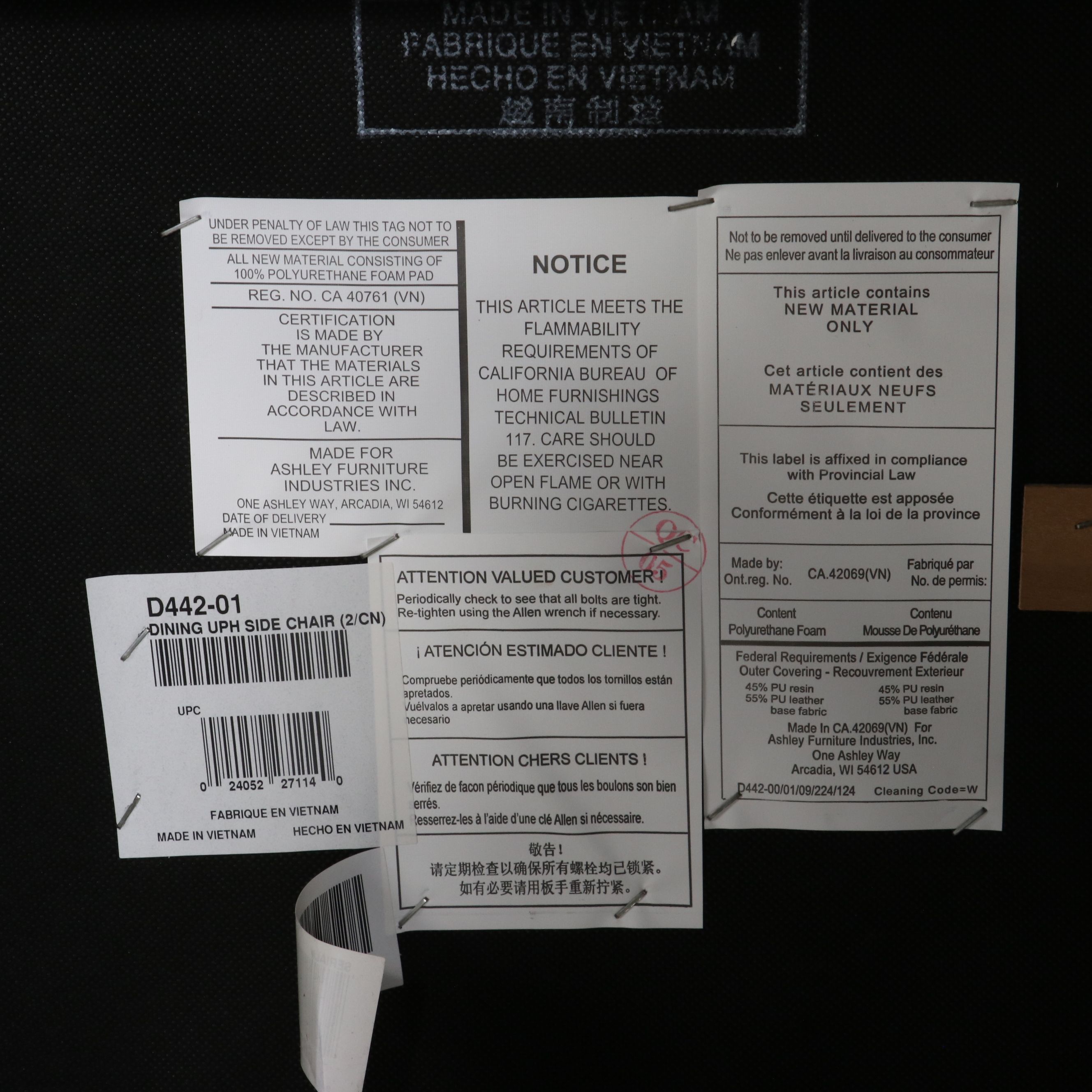 Six Piece Ashley Furniture "Kimonte" Dark Brown Dining Set, 21st Century