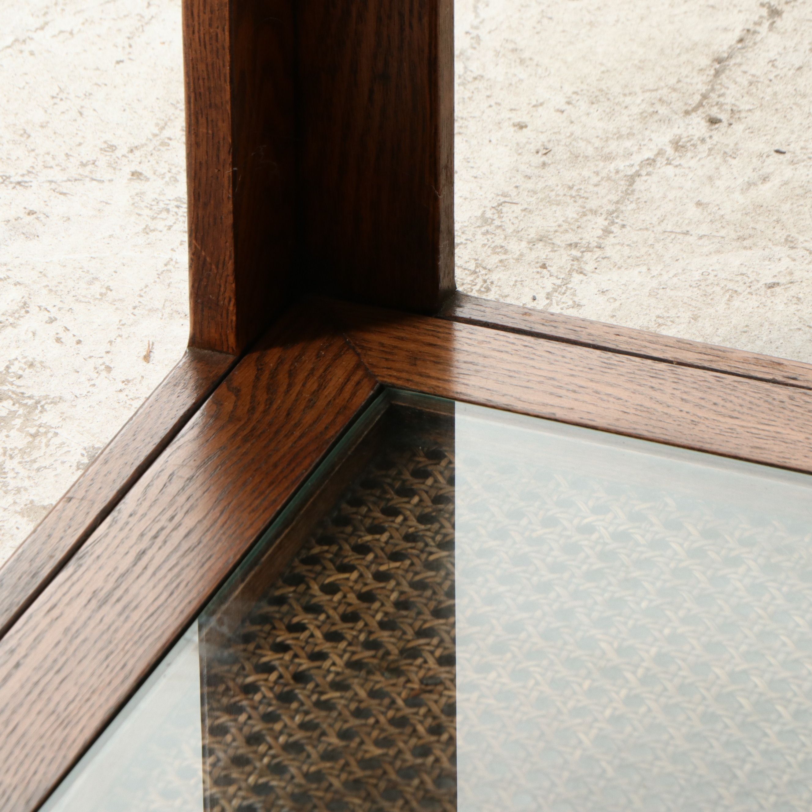 Mid Century Modern Brutalist Oak Étagère with Cane Panels, Late 20th Century