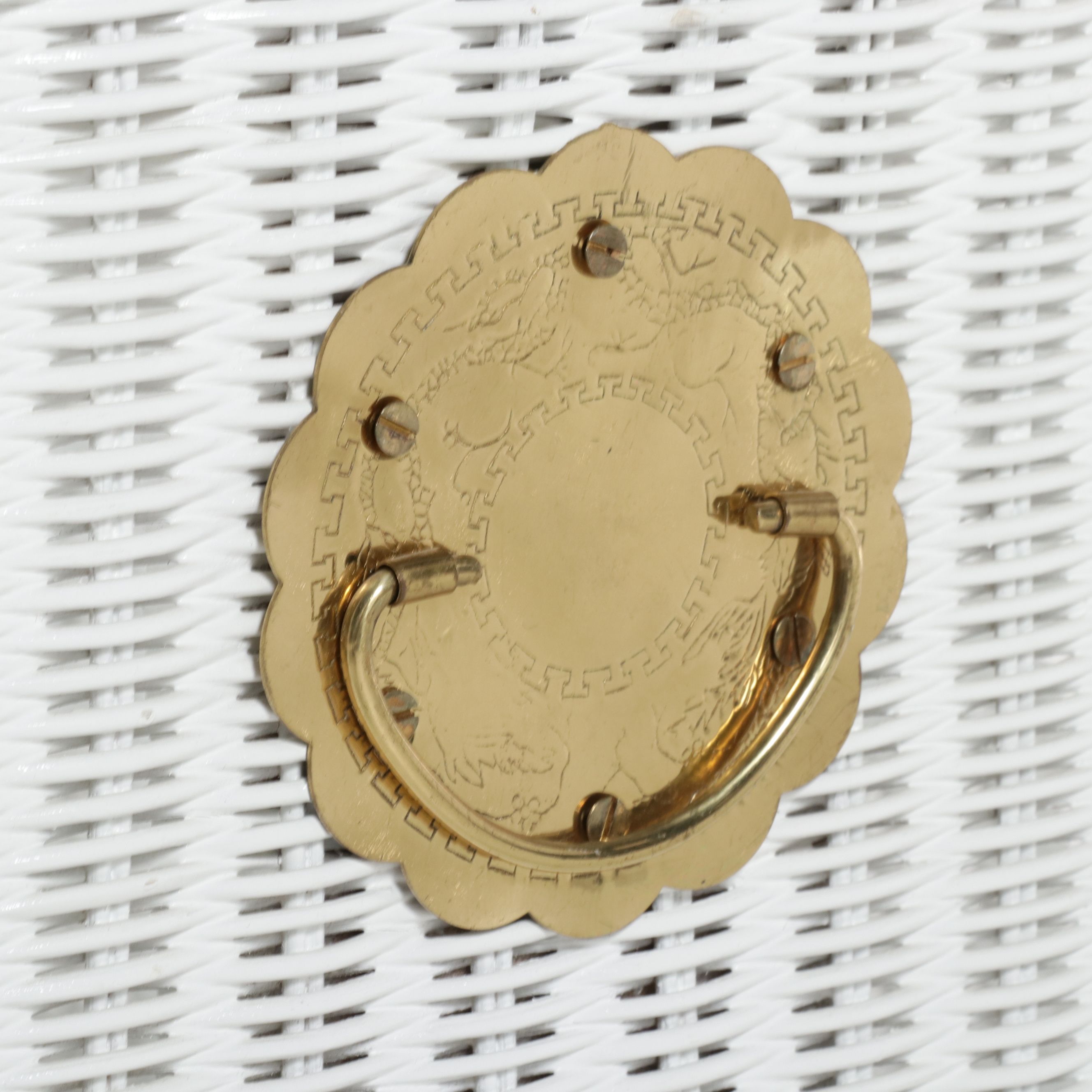 Seven-Piece White Woven Wicker Bedroom Accessory Suite, Late 20th Century