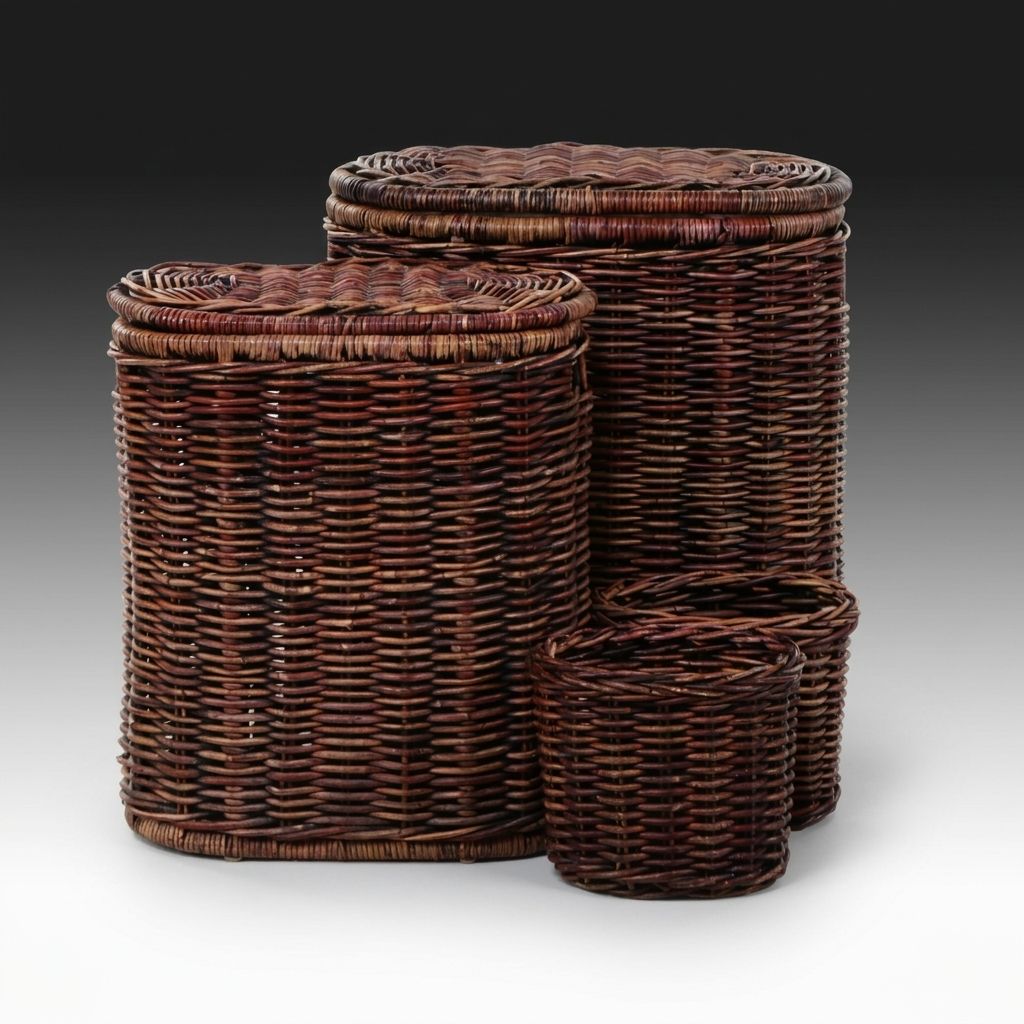 Wicker Lidded Laundry Baskets and Waste Bins