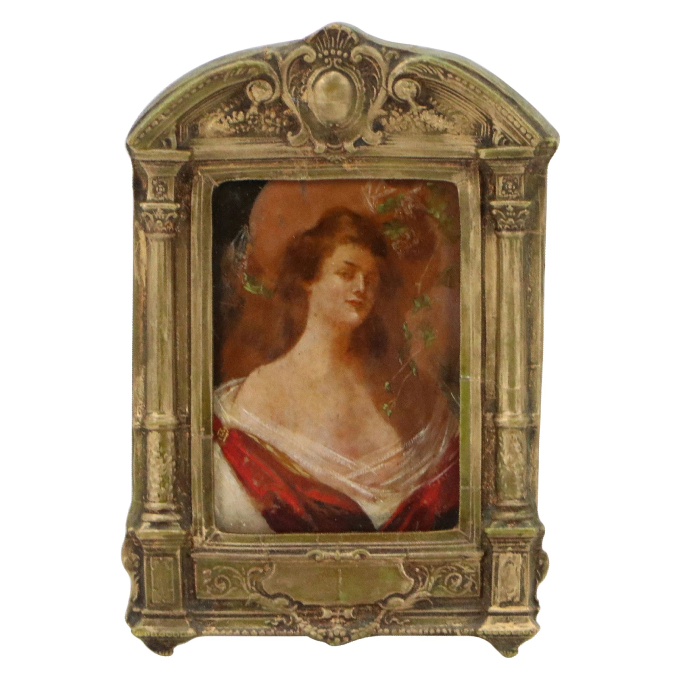 Attributed to Angelo Asti Oil Portrait of Woman with Large Hat, Late 19th C.