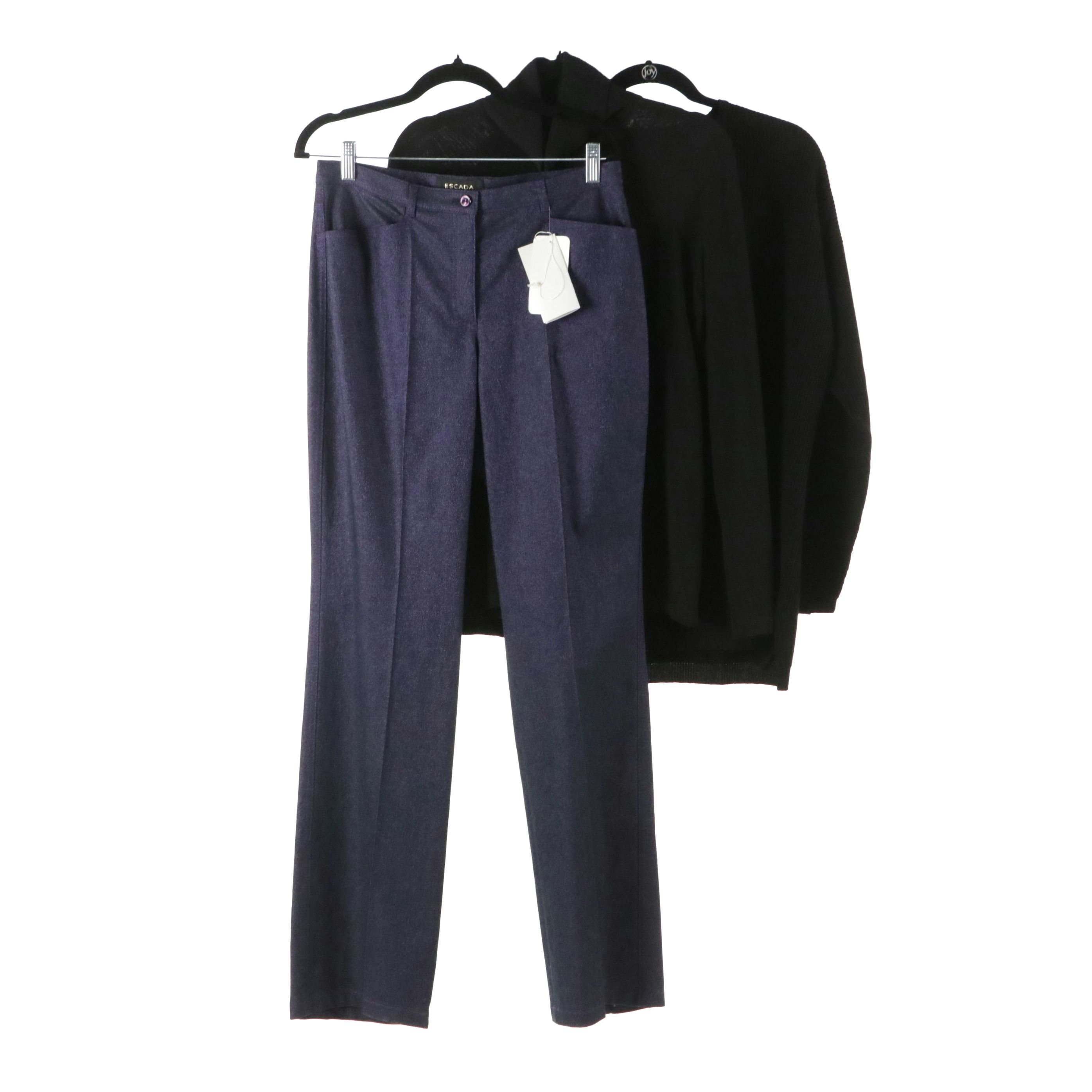 Escada Purple Metallic Trouser, Wool Turtleneck and Henri Bendel Cashmere Top