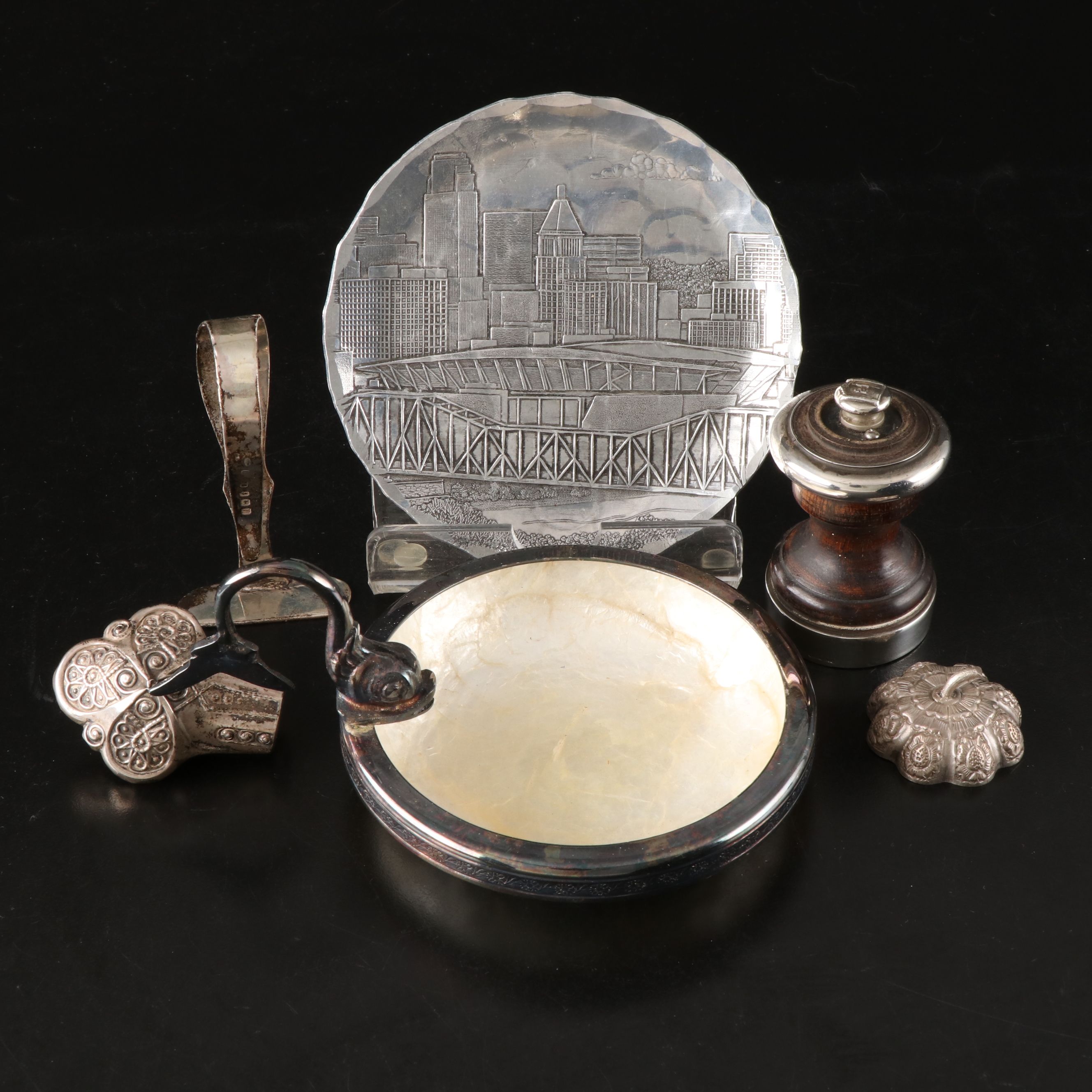 Prohibition Era "21 Club" Sterling and Wood Pepper Mill, More Table Accessories