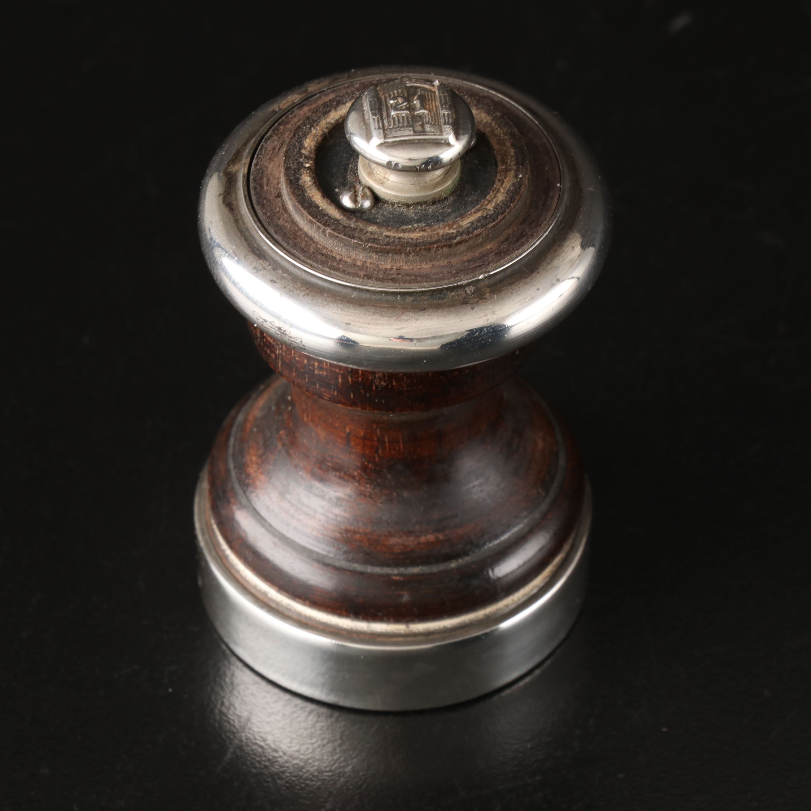 Prohibition Era "21 Club" Sterling and Wood Pepper Mill, More Table Accessories