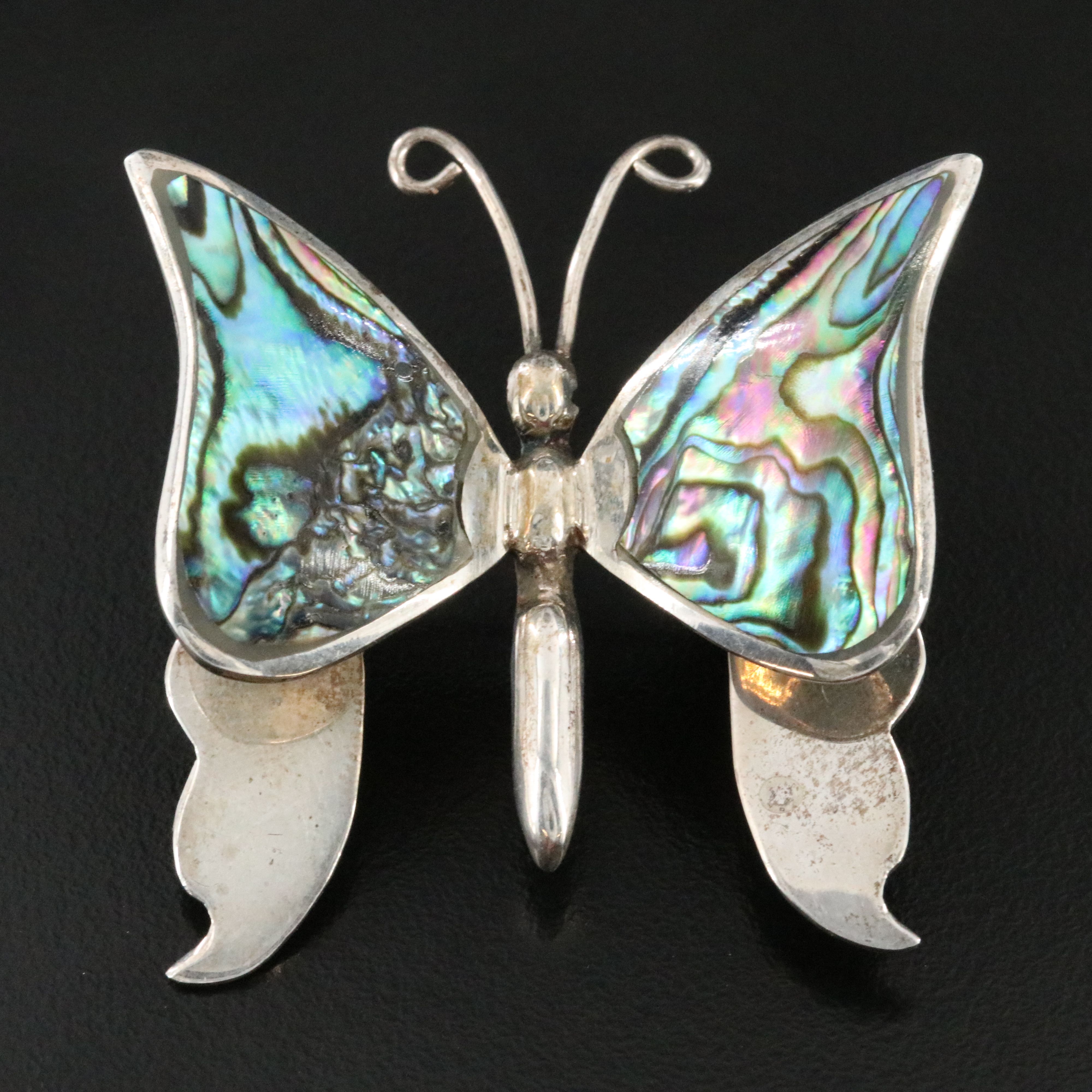 Sterling Abalone Butterfly Brooch