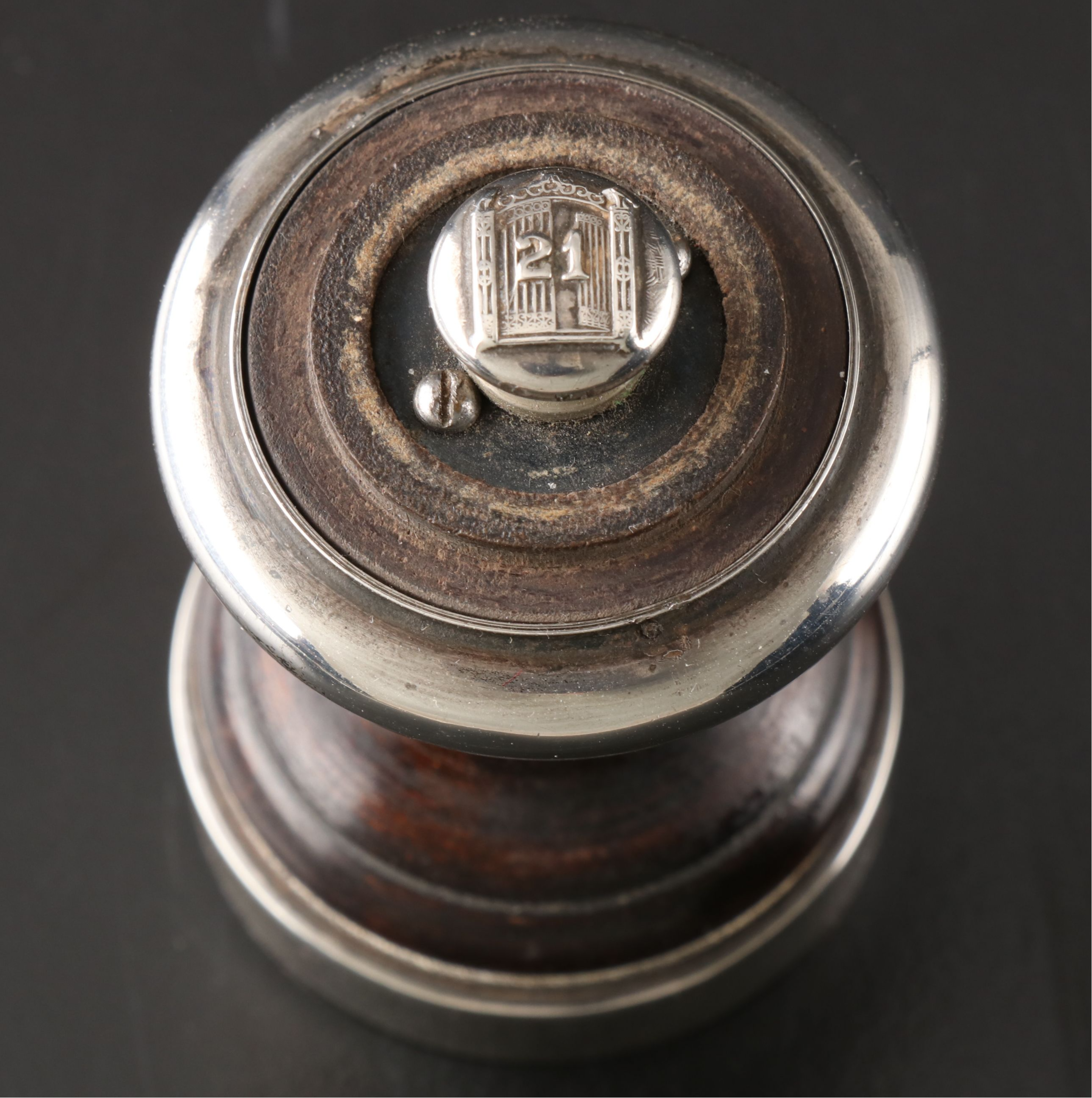 Prohibition Era "21 Club" Sterling and Wood Pepper Mill, More Table Accessories