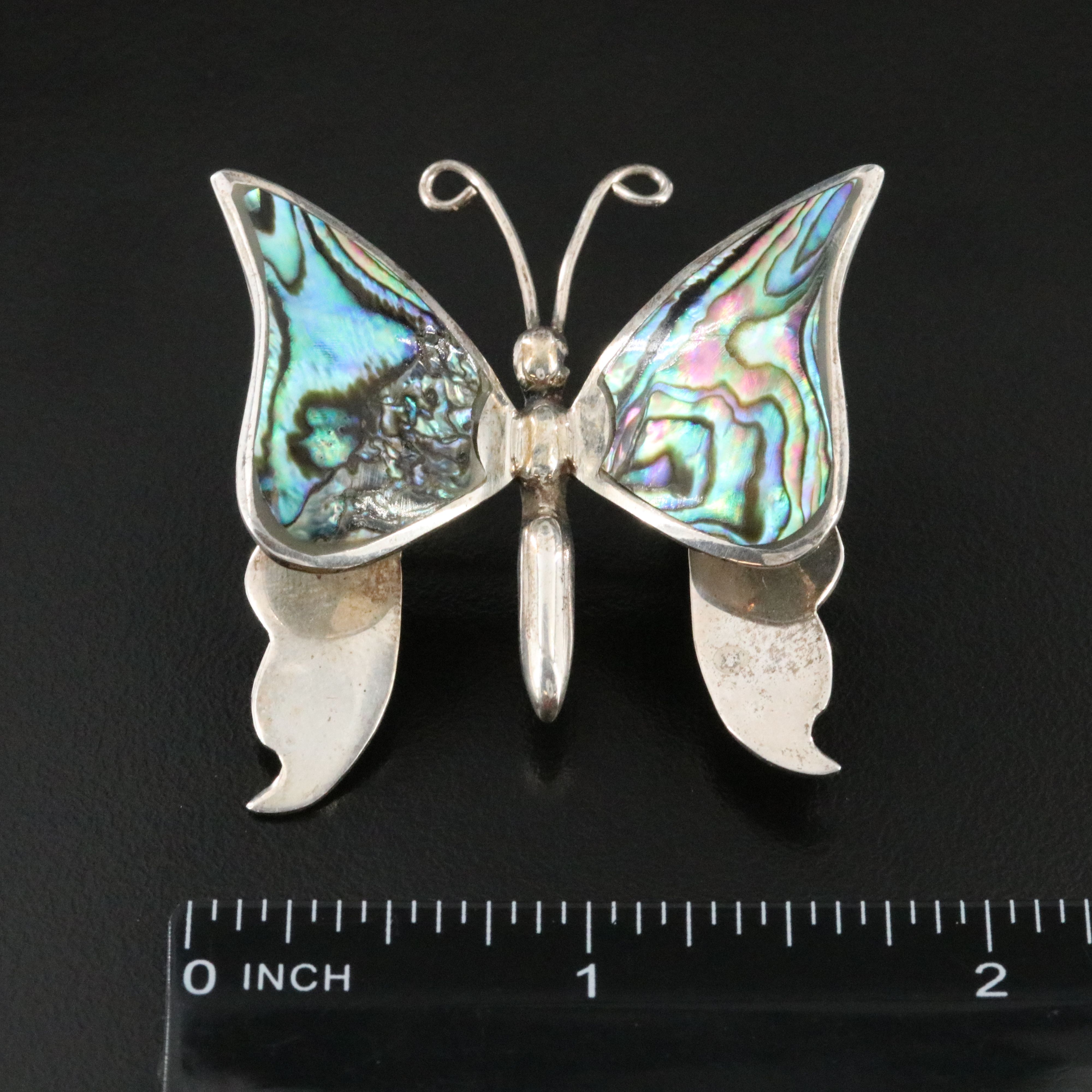 Sterling Abalone Butterfly Brooch
