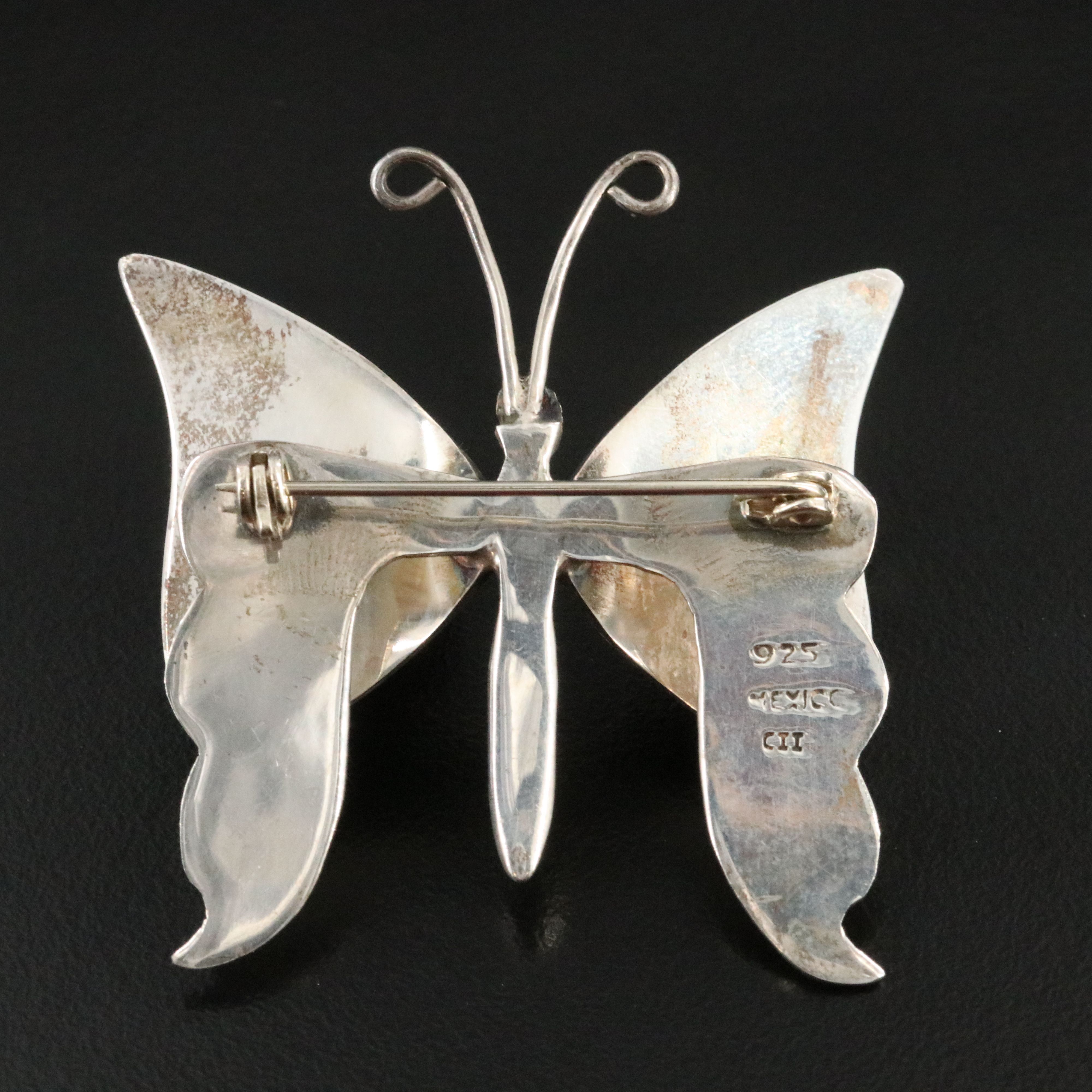 Sterling Abalone Butterfly Brooch