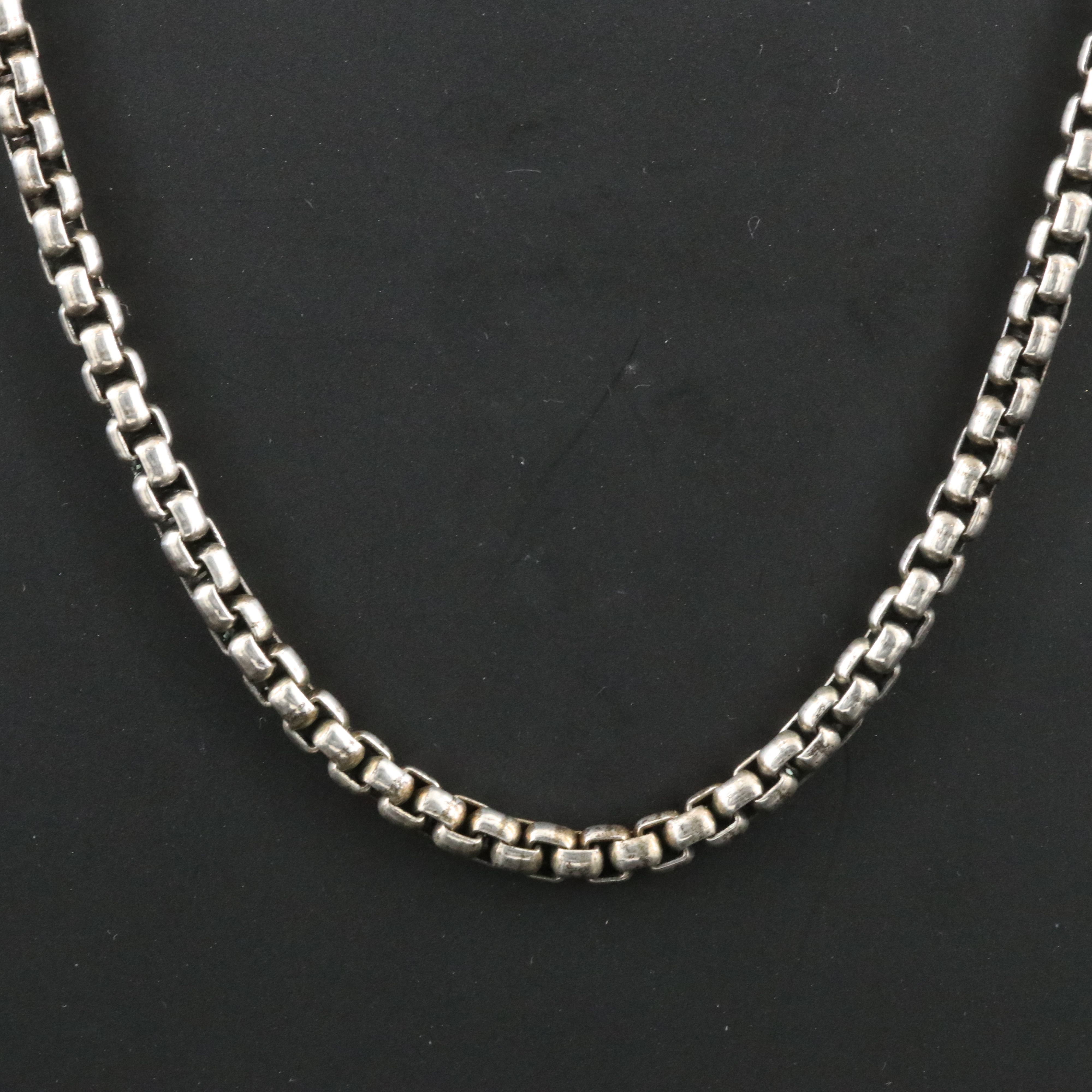 David Yurman Sterling Box Chain Necklace with 14K Accent