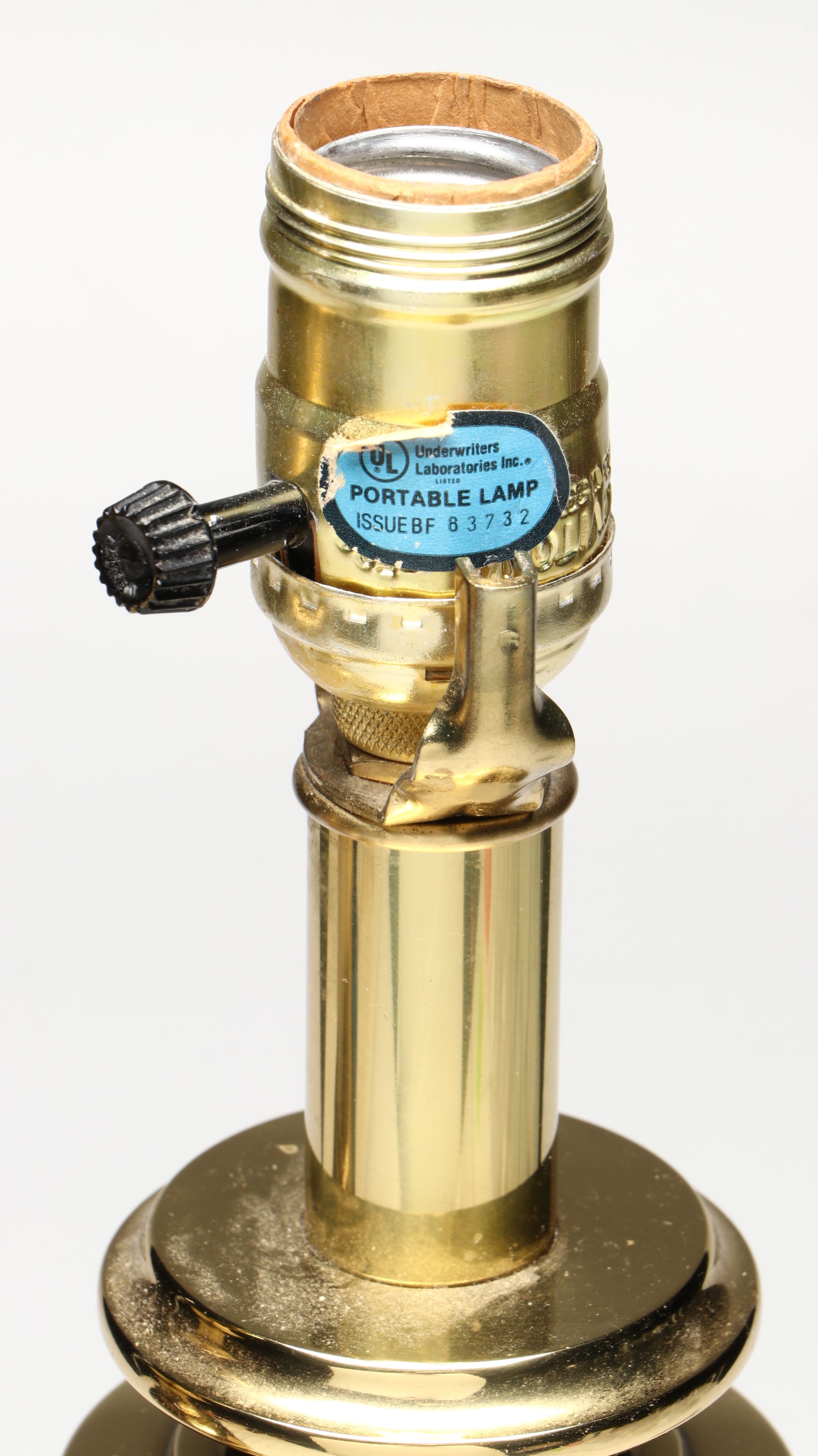 Stiffel Style Turned Brass Finish Table Lamps with Pleated Bell Shades