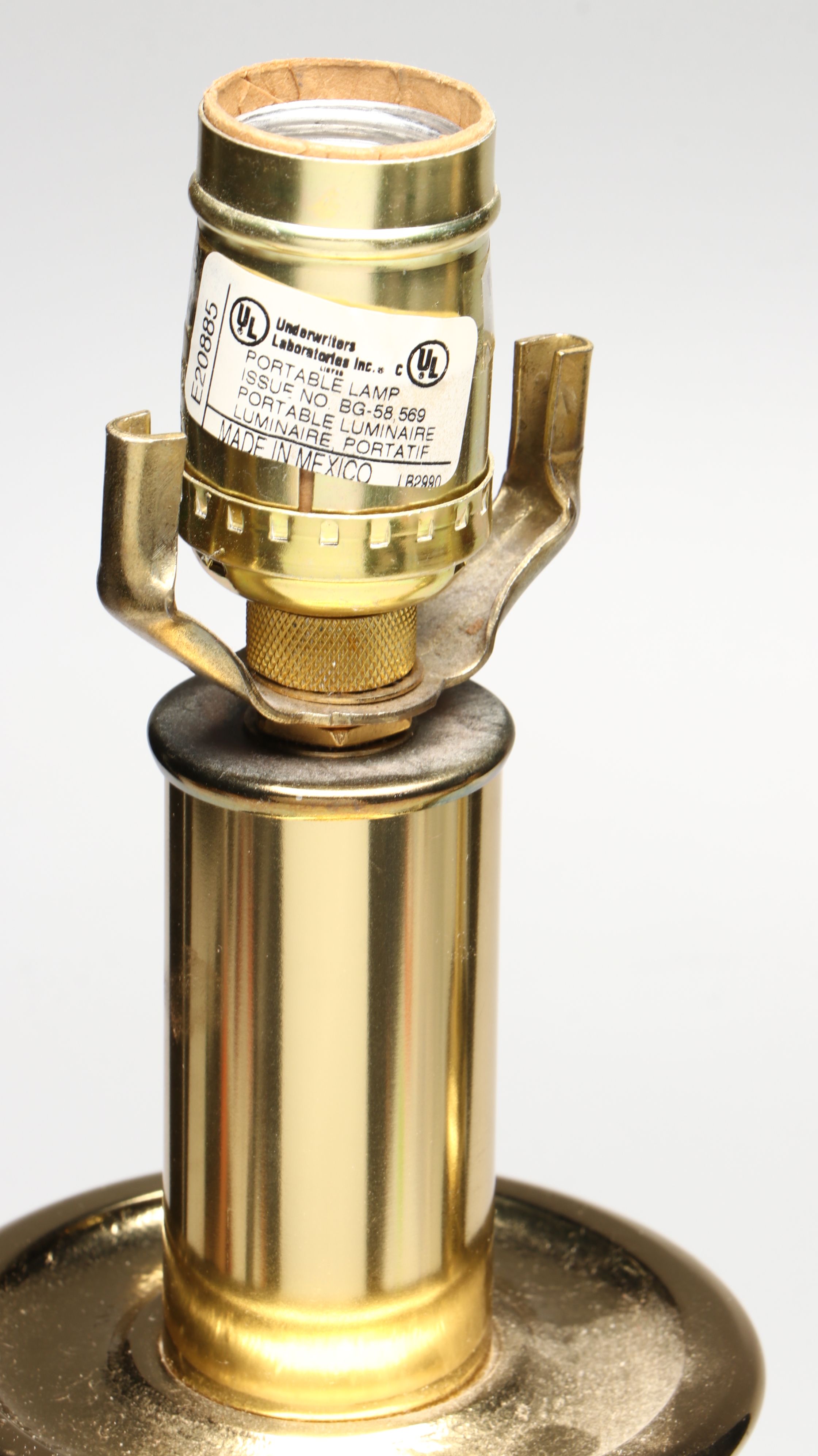 Stiffel Style Turned Brass Finish Table Lamps with Pleated Bell Shades