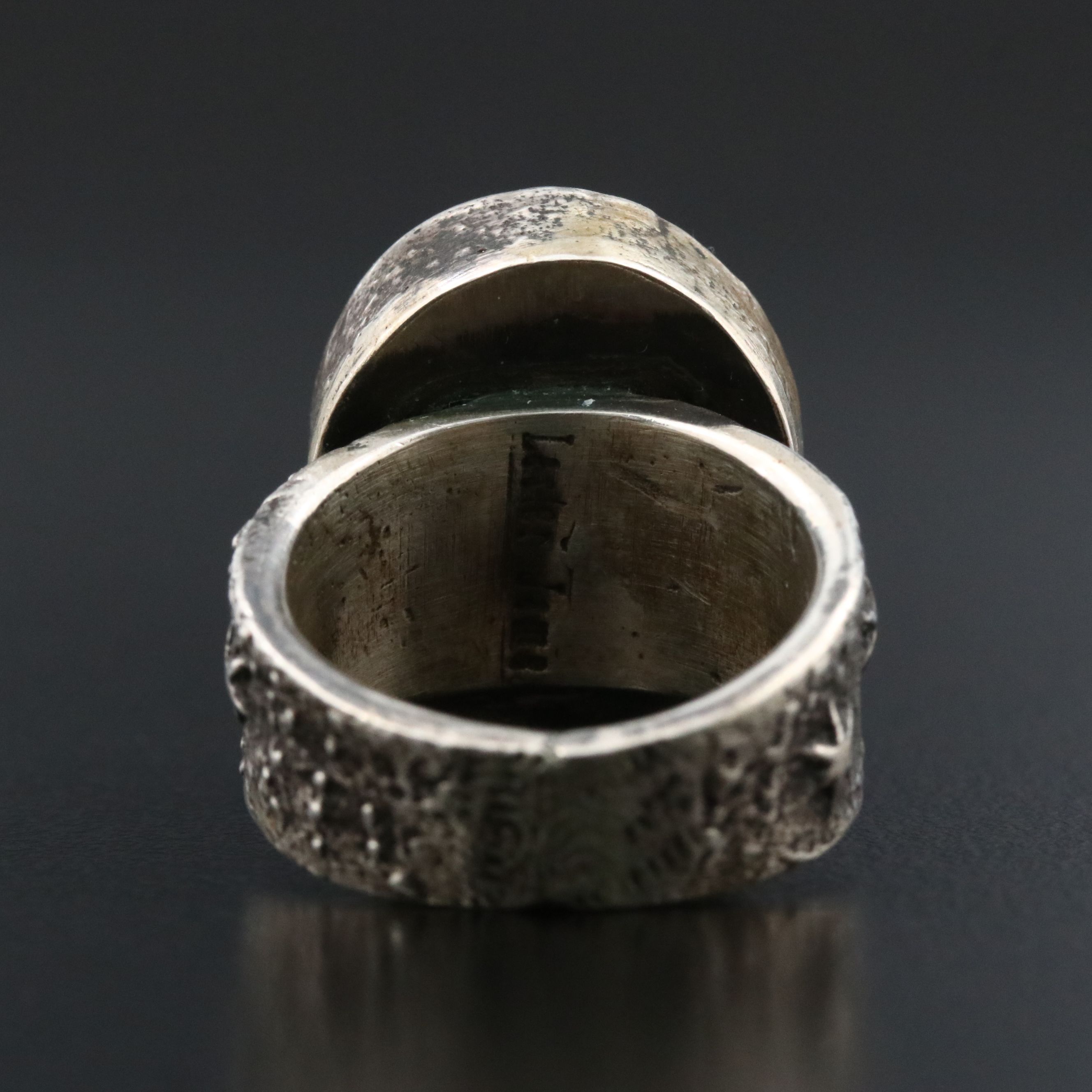 Lester James Navajo Diné Sterling Tufa Cast Ring