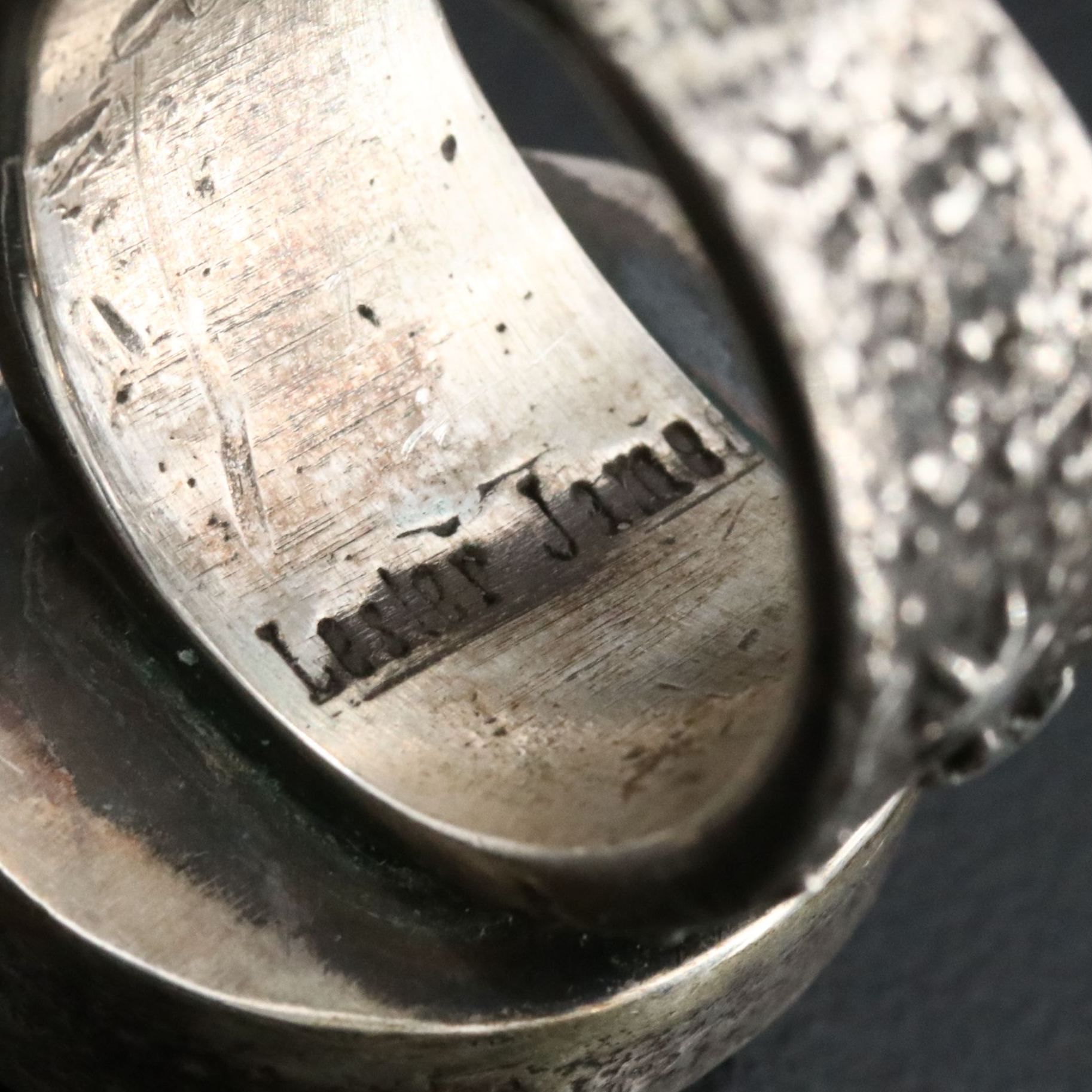 Lester James Navajo Diné Sterling Tufa Cast Ring
