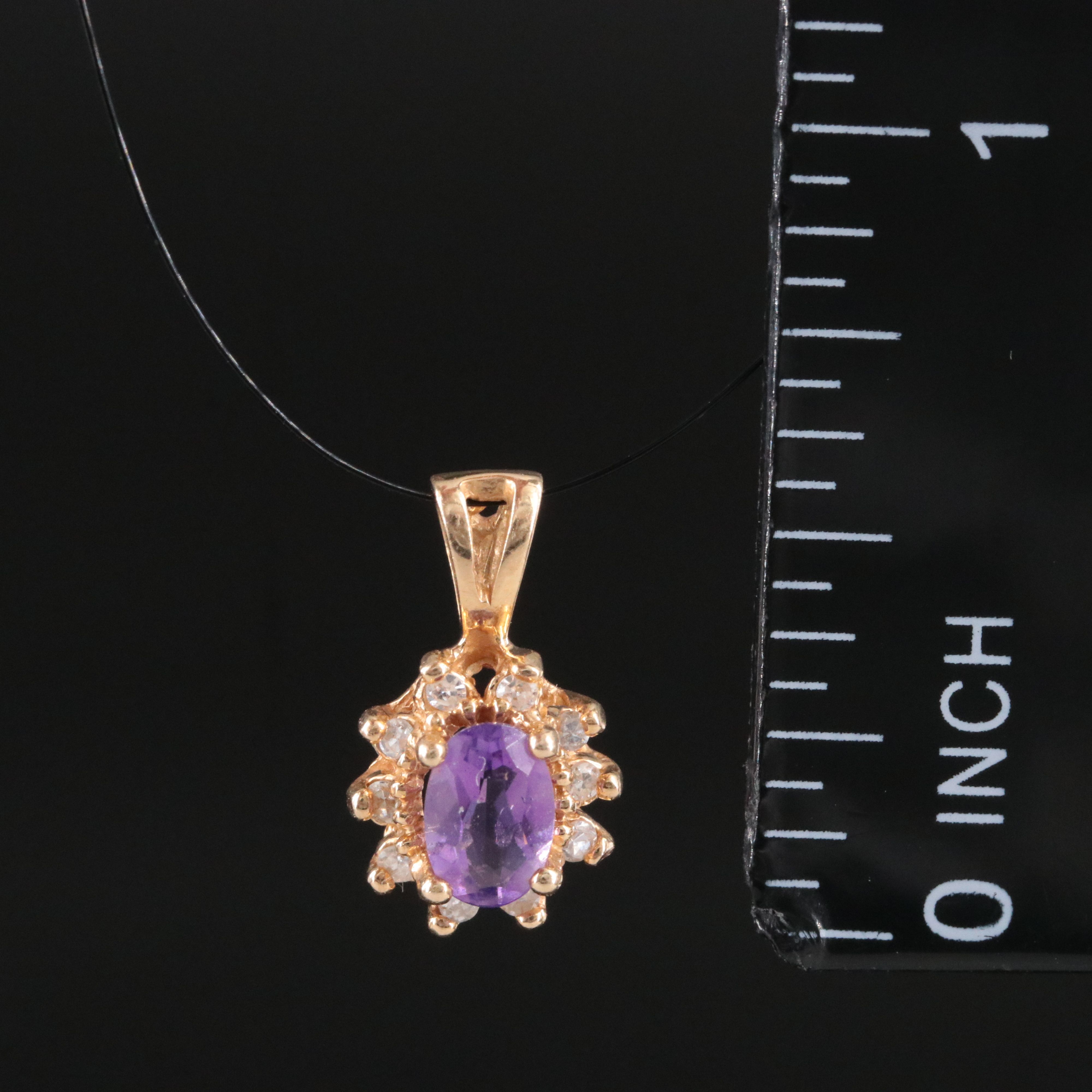 14K Amethyst and Diamond Pendant