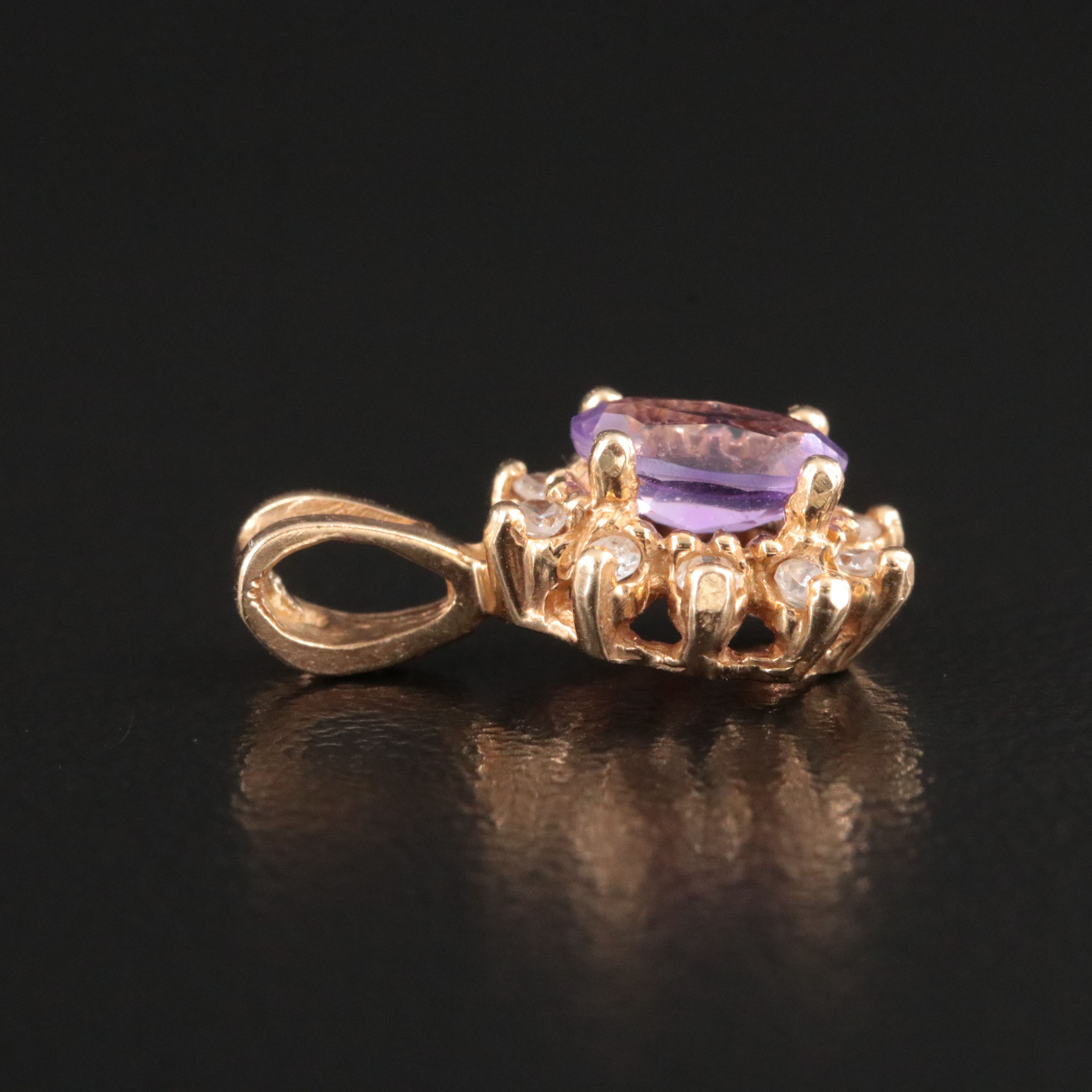 14K Amethyst and Diamond Pendant