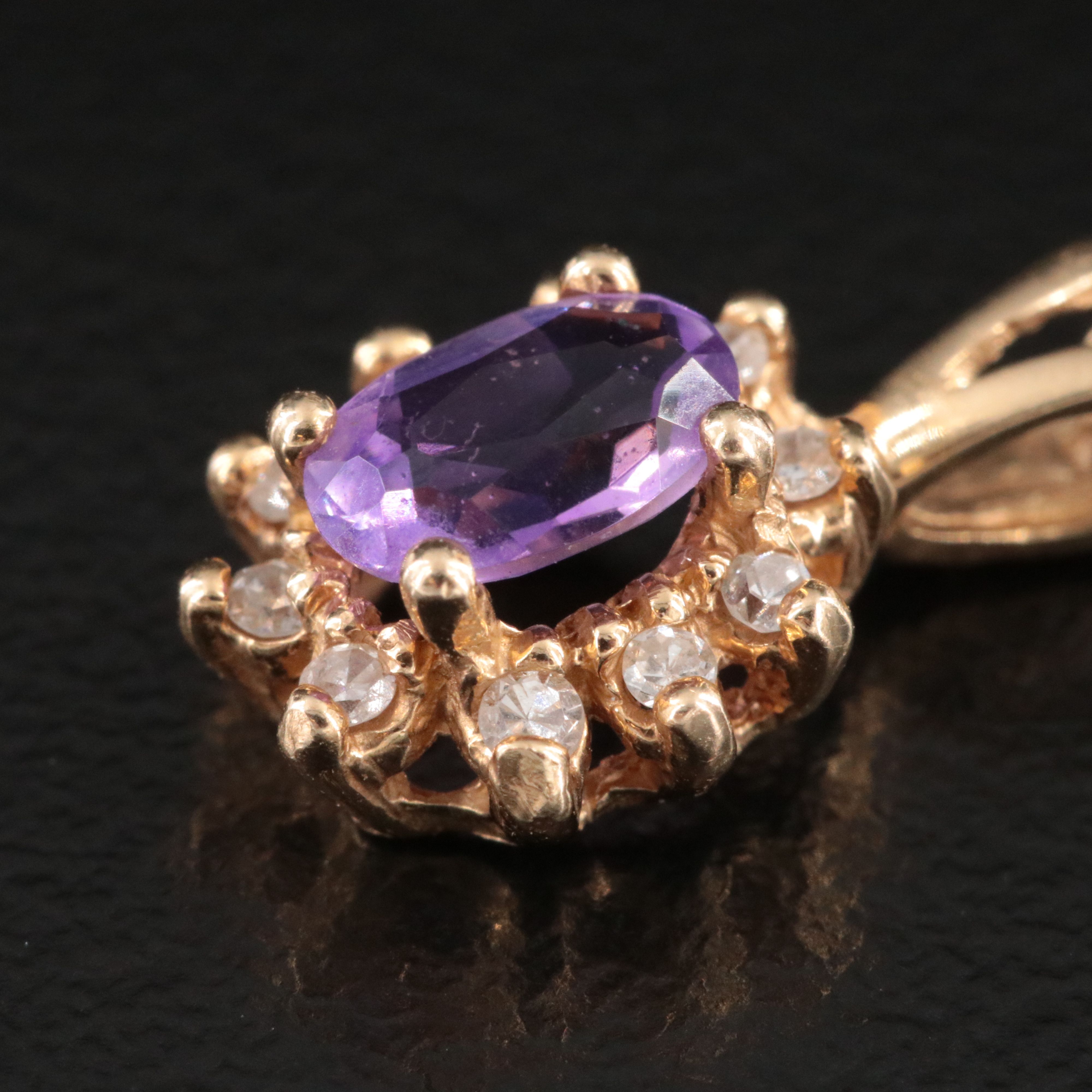 14K Amethyst and Diamond Pendant