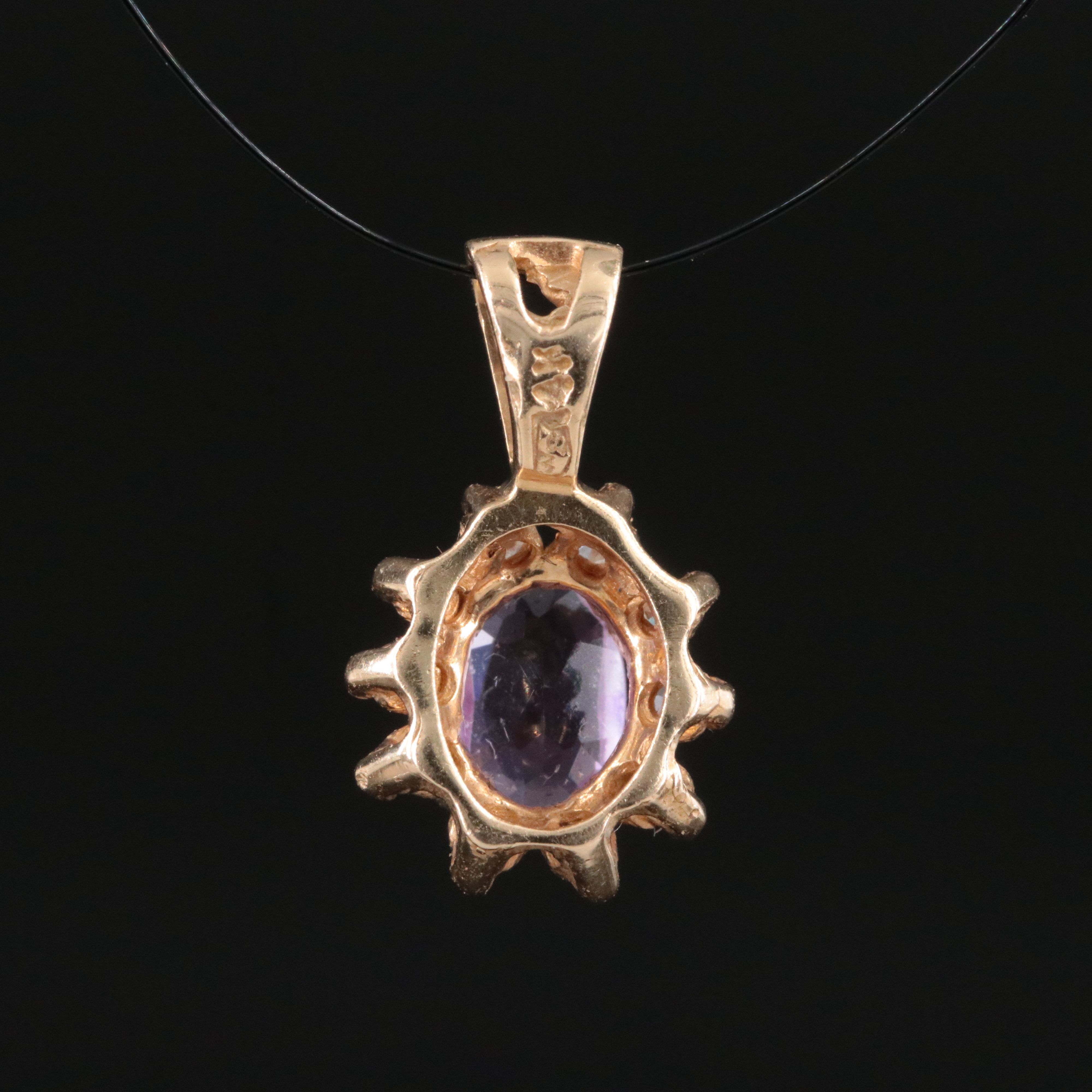 14K Amethyst and Diamond Pendant