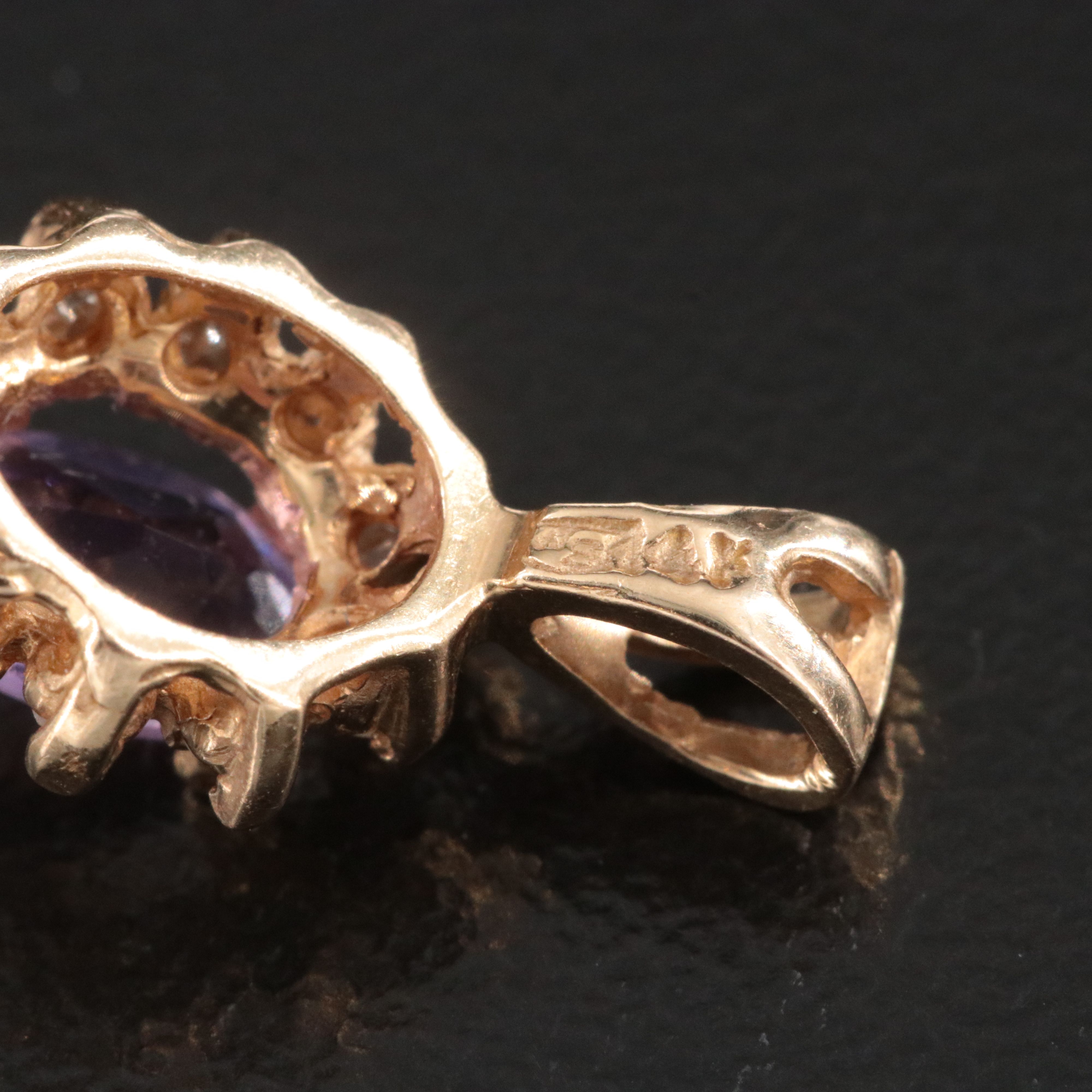 14K Amethyst and Diamond Pendant