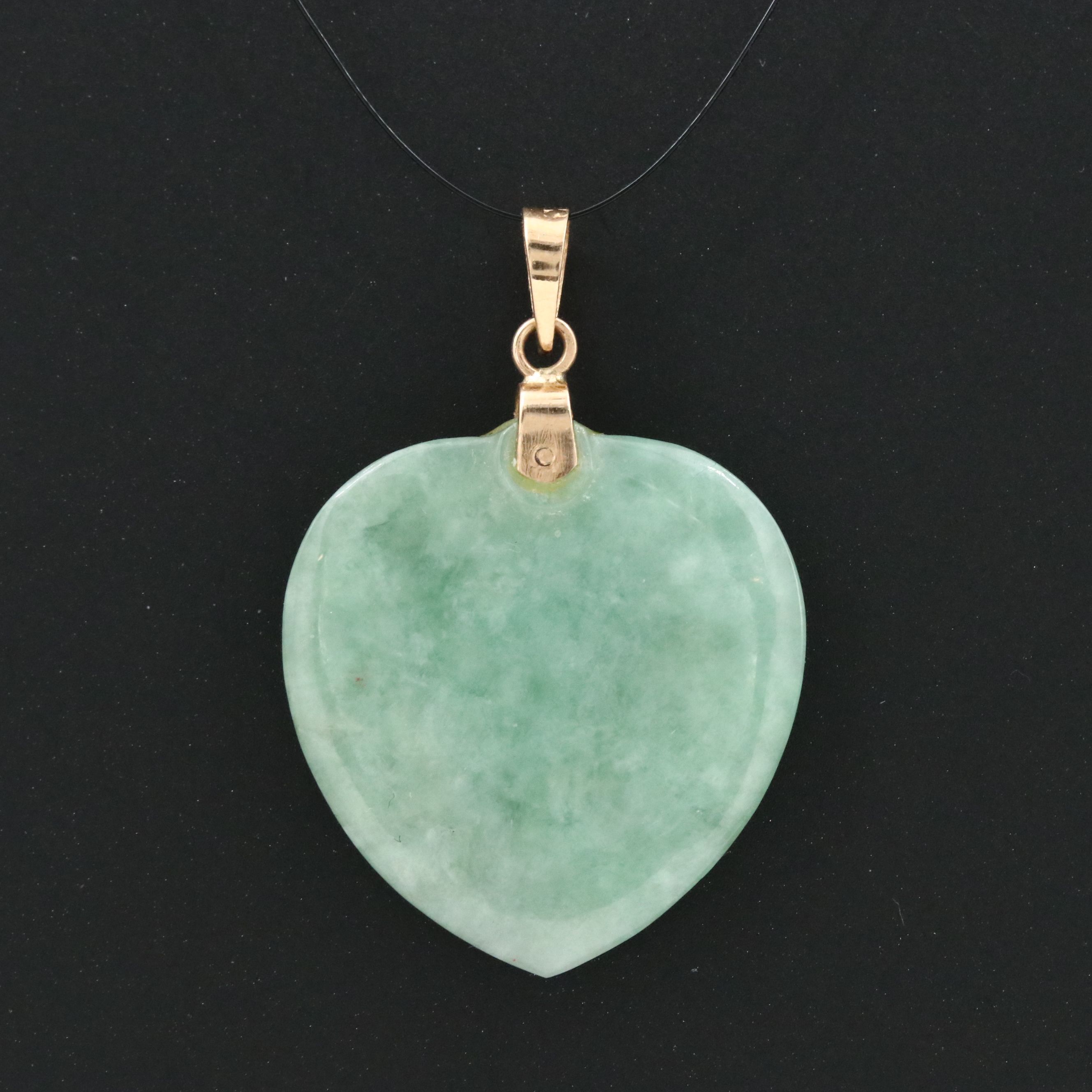 14K Jadeite Heart Pendant