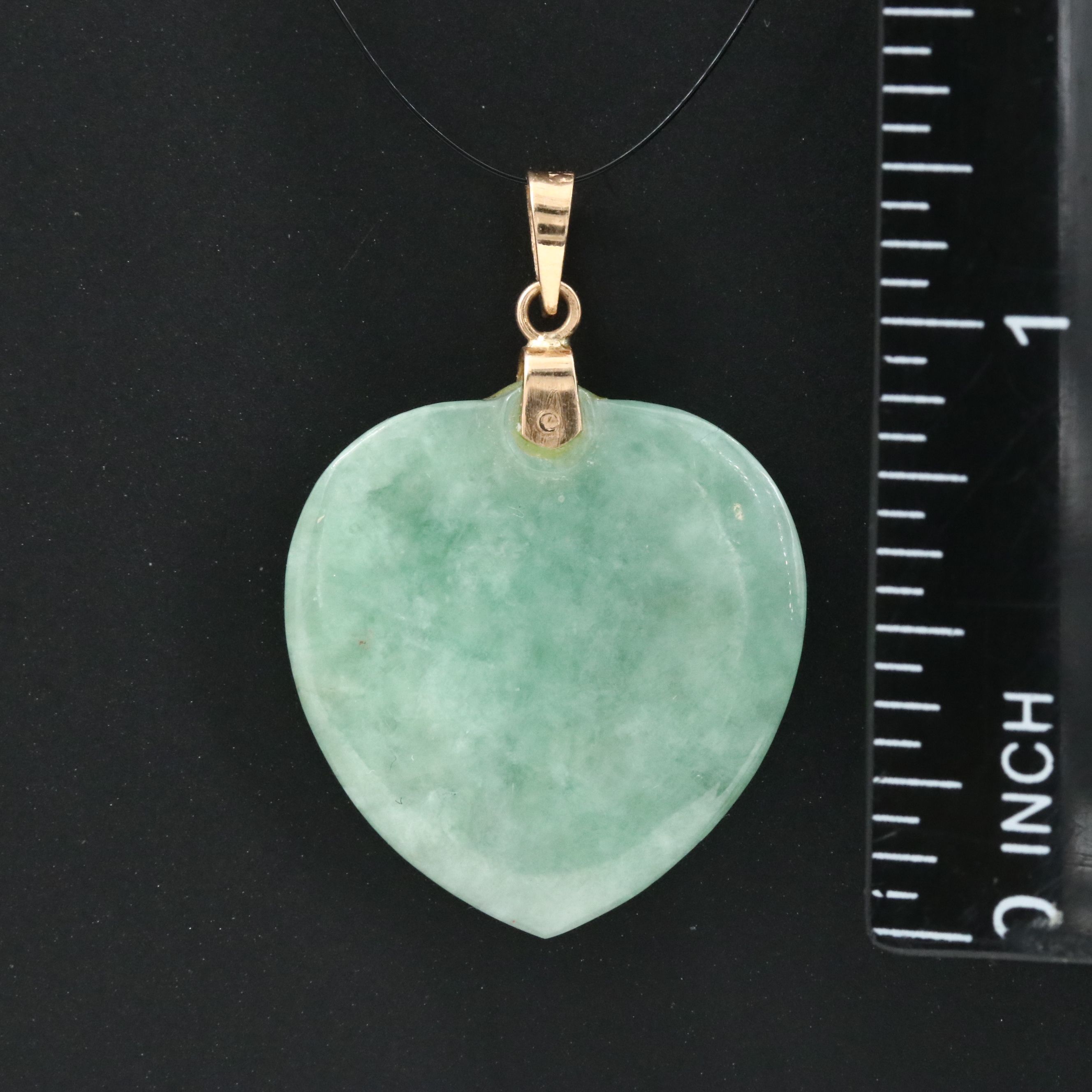 14K Jadeite Heart Pendant