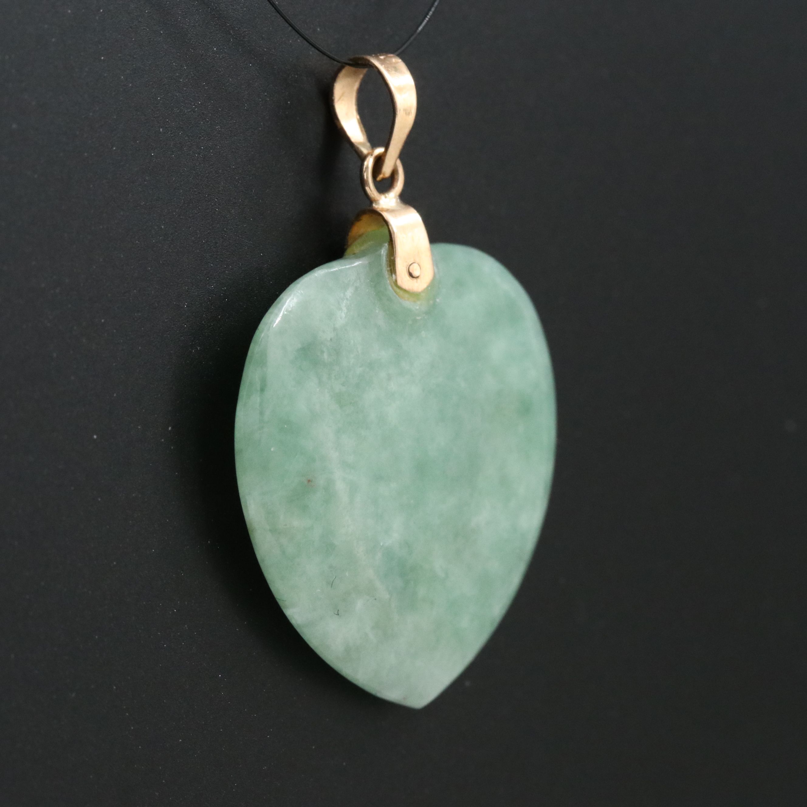 14K Jadeite Heart Pendant