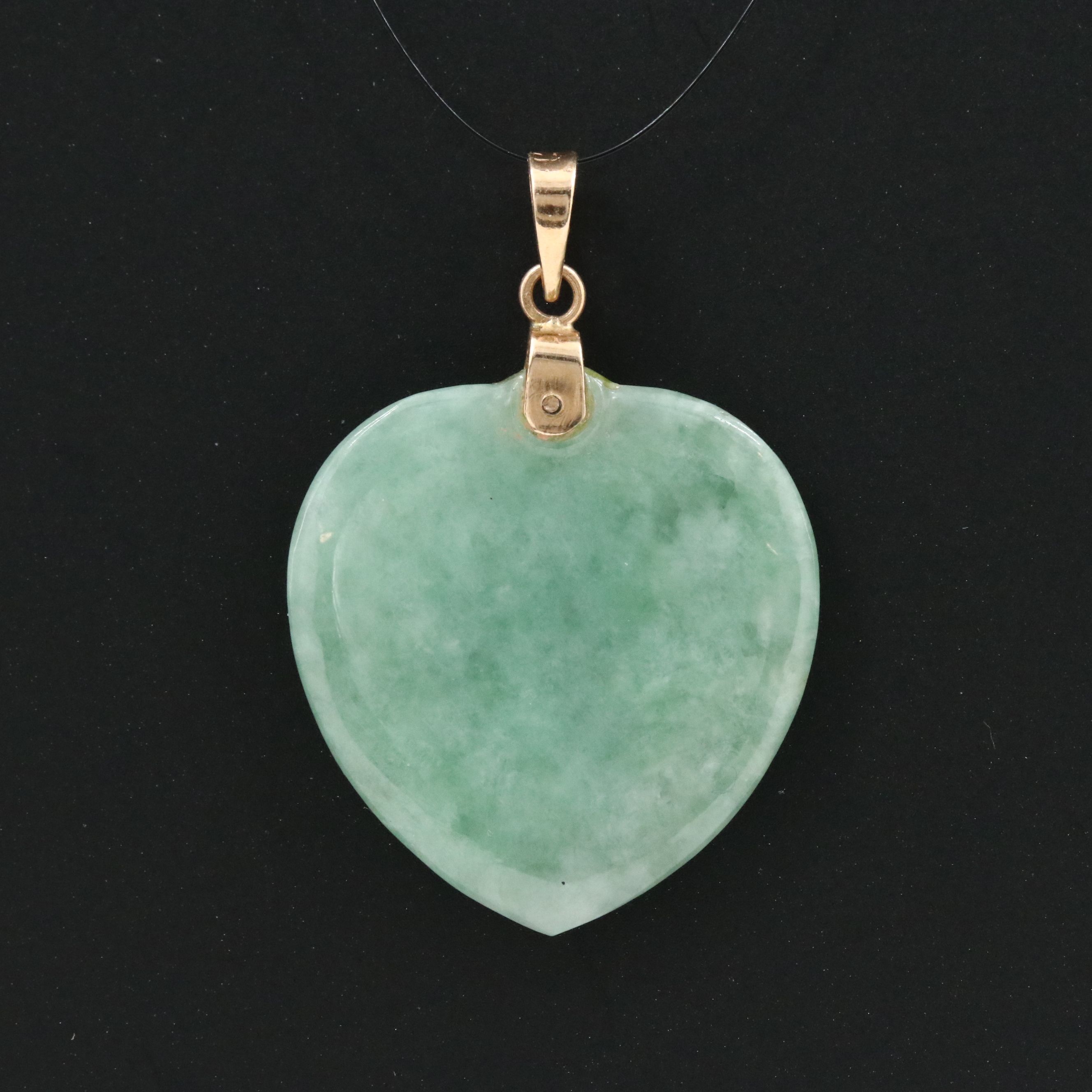 14K Jadeite Heart Pendant