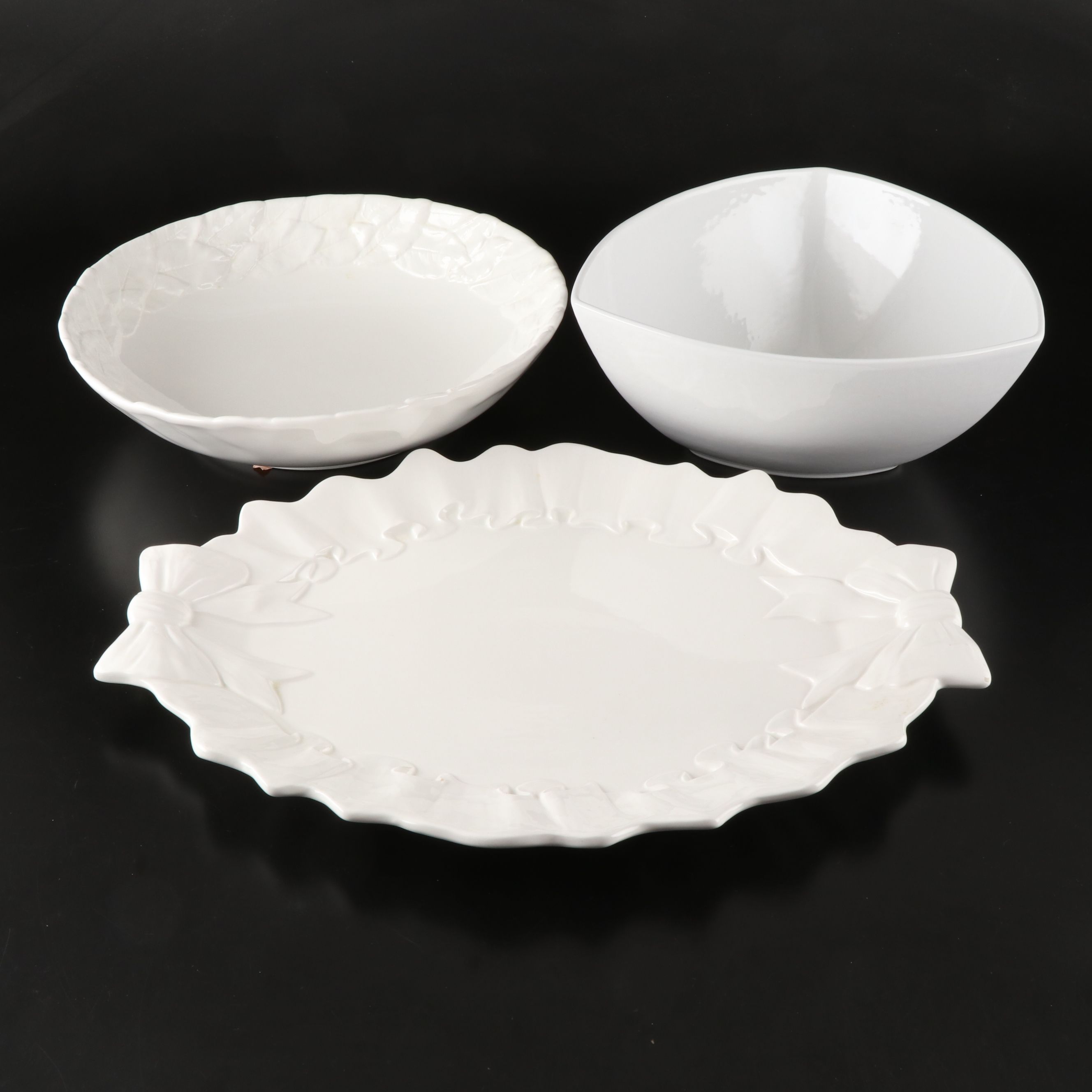 Bloomingdale's Ruffled Bow Platter with Esta Ceramiche and Feria & Bento Bowls