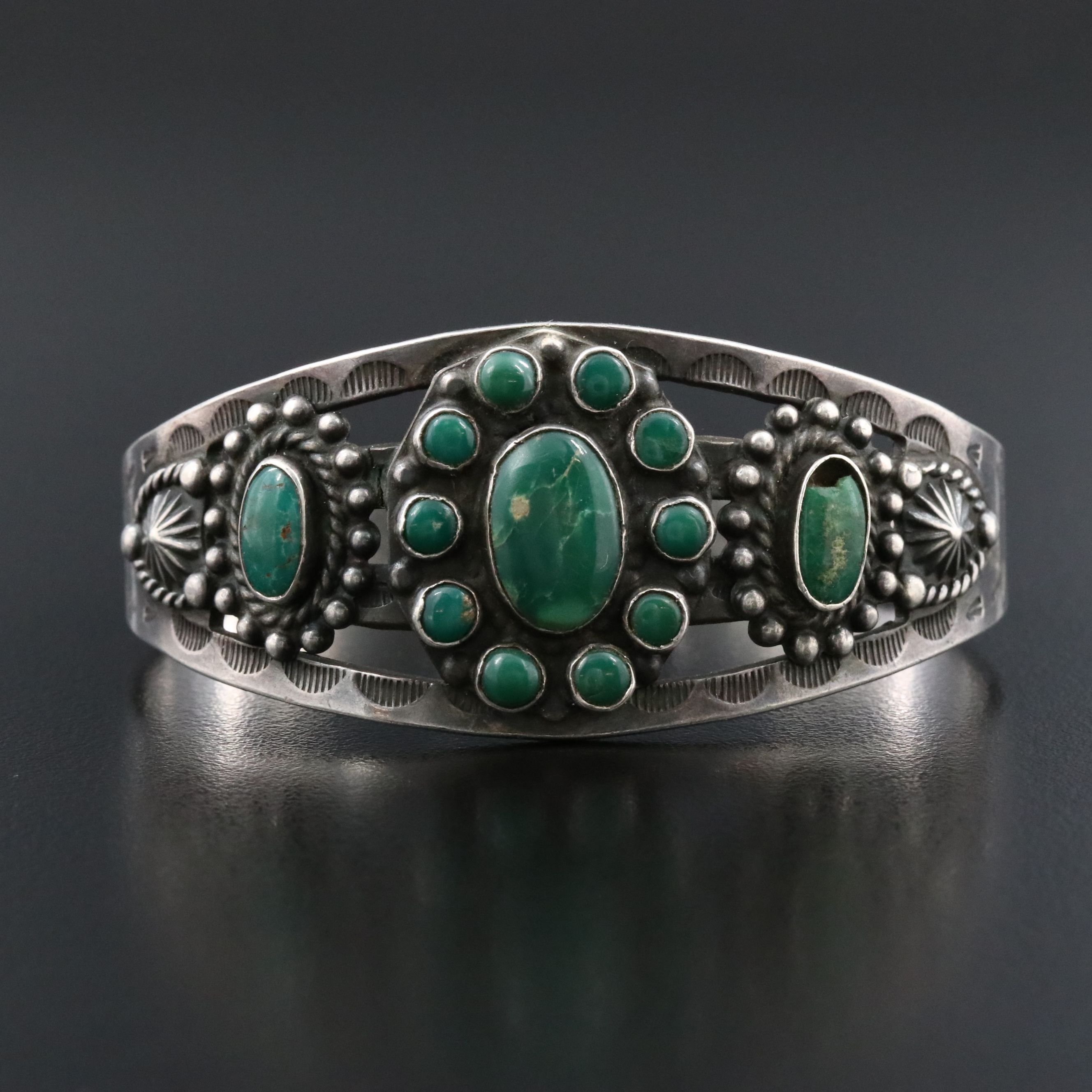 Western Sterling Turquoise Cuff Bracelet