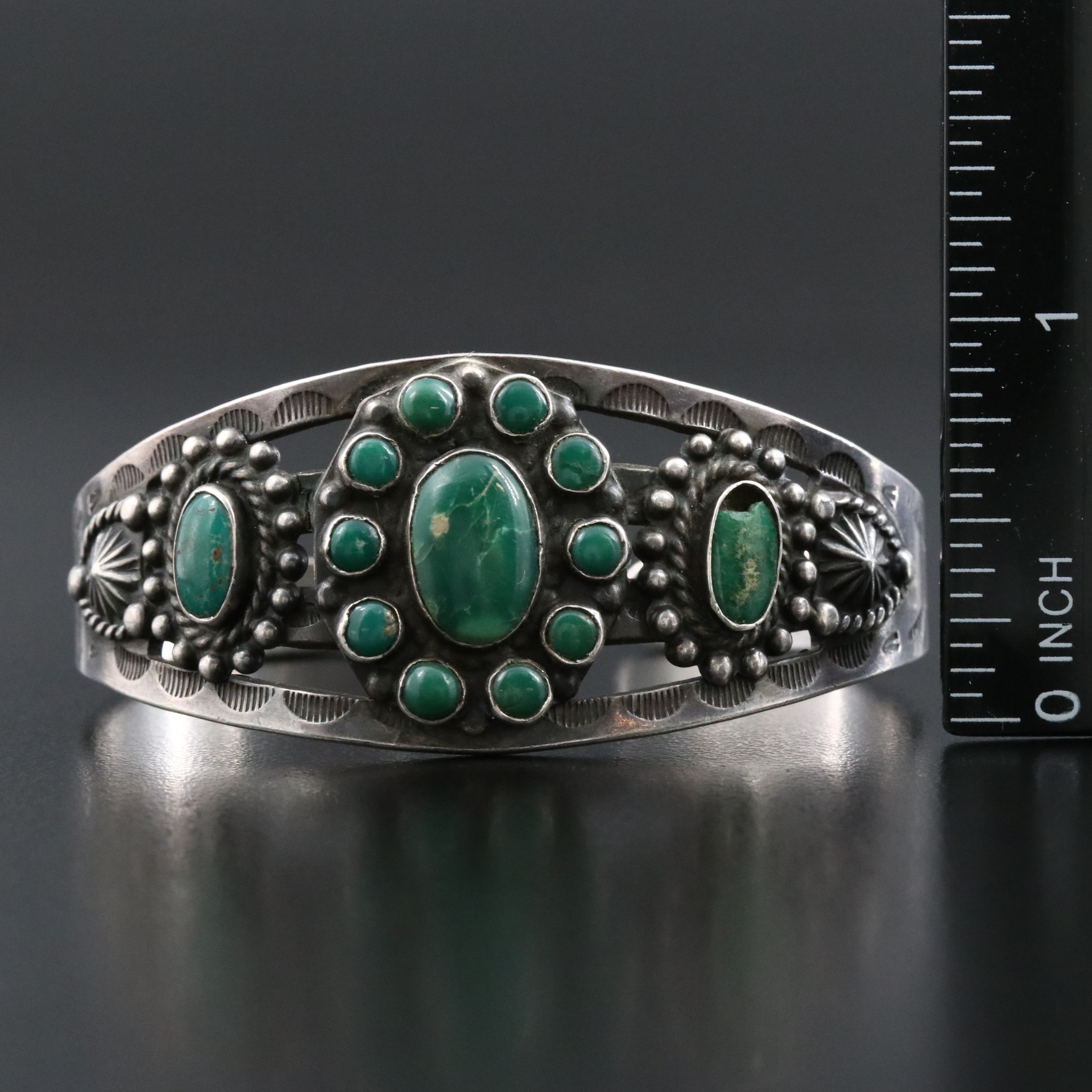 Western Sterling Turquoise Cuff Bracelet